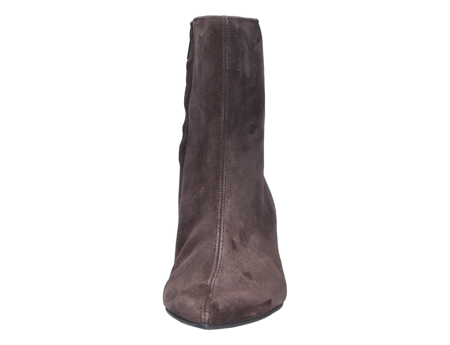 Vorderansicht der Paul Green Damen Stiefel aus dunkelbraunem Veloursleder mit schmaler Silhouette