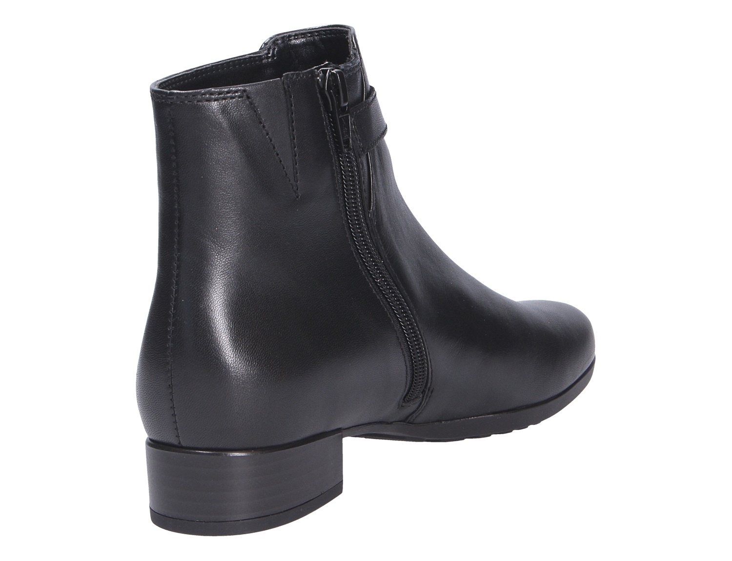Gabor Damen Stiefel in Schwarz, knöchelhohe Stiefelette aus Glattleder mit seitlichem Reißverschluss und niedrigem Blockabsatz