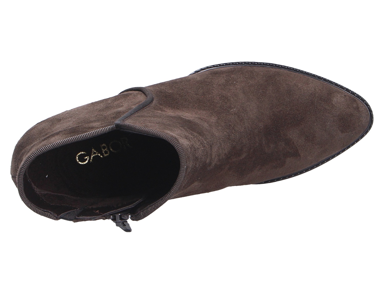 Gabor Damen Stiefel aus braunem Veloursleder mit seitlichem Reißverschluss, Draufsicht