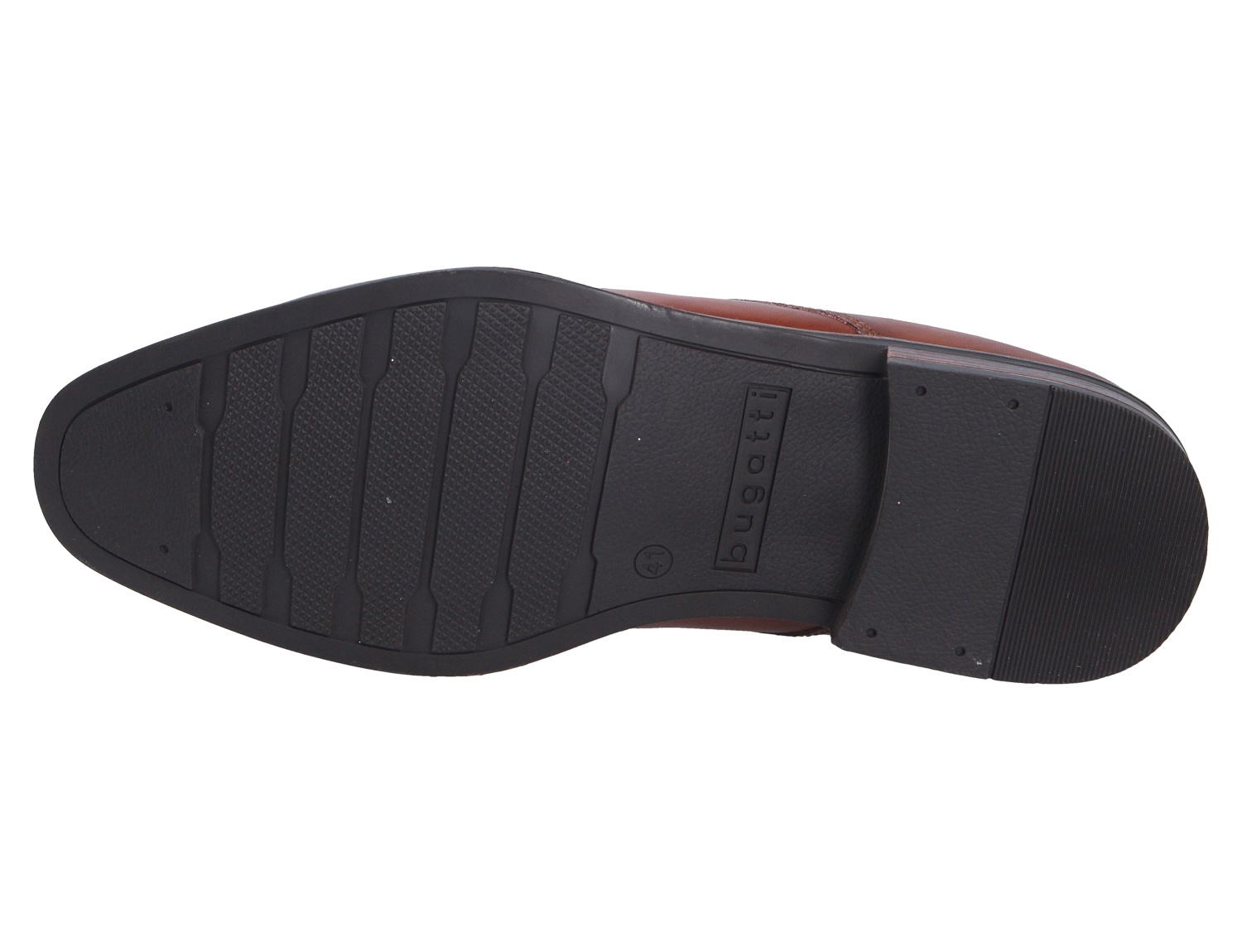 Detailansicht der schwarzen Laufsohle mit Profil und Absatz der bugatti Herren Schnürschuhe