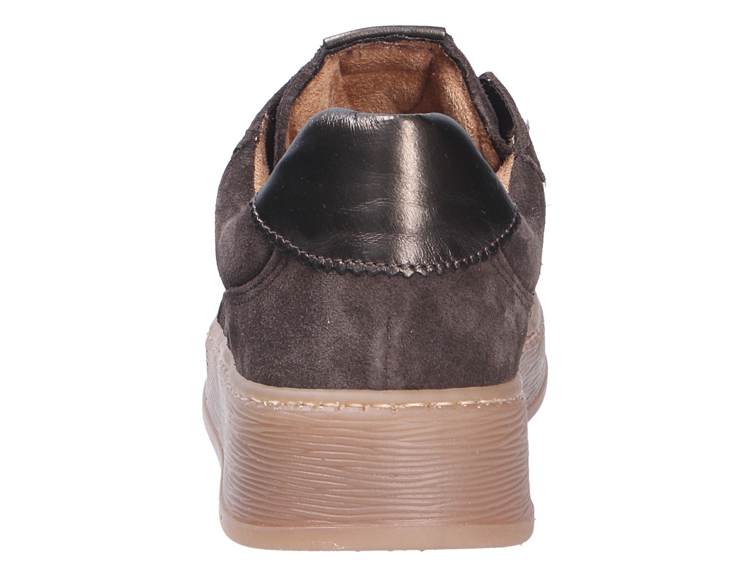 Rückansicht der Gabor Damen Schnürschuhe in Dunkelbraun aus Leder mit kontrastierender, heller Sohle