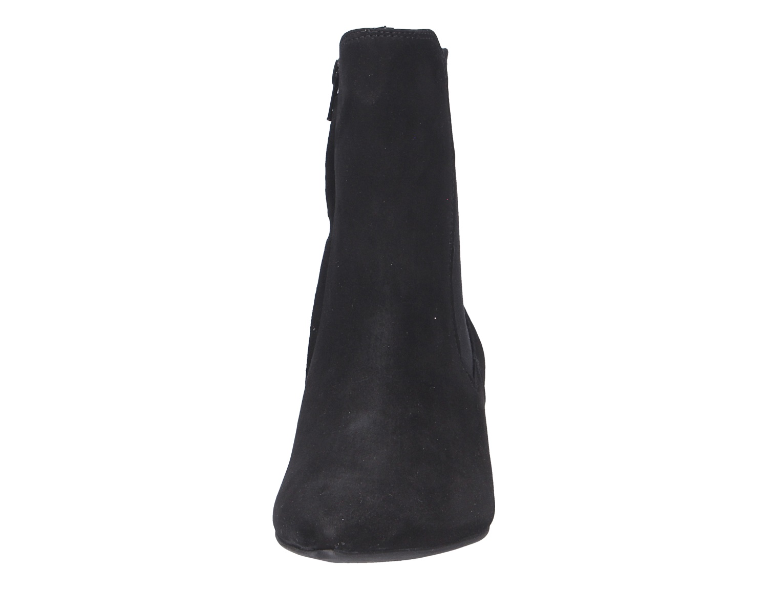 Vorderansicht der schwarzen Paul Green Damen Stiefel aus Veloursleder mit schlichtem, elegantem Design