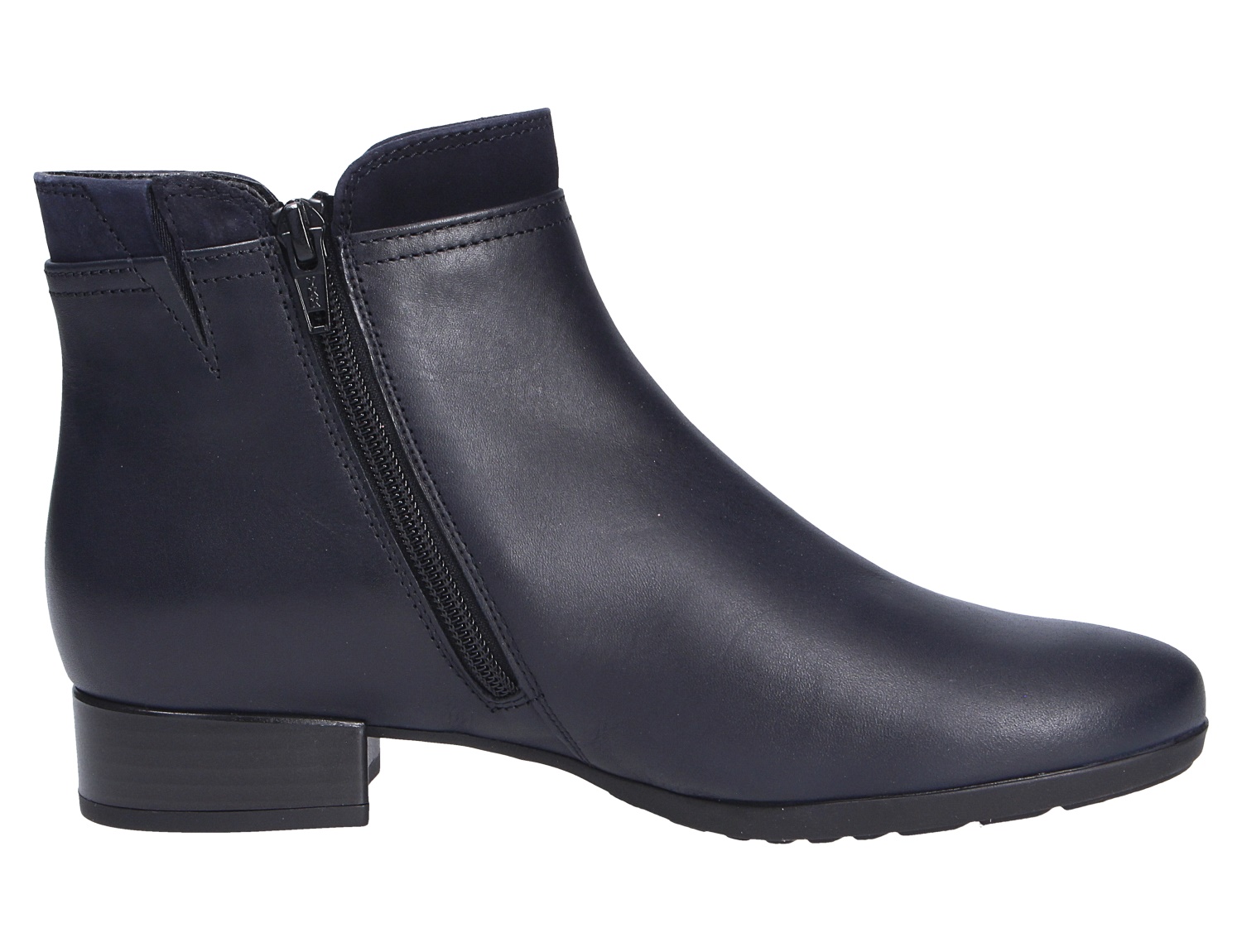 Gabor Damen Stiefel in Dunkelblau, knöchelhoher Lederstiefel mit seitlichem Reißverschluss, schlichtem Design und niedrigem Blockabsatz