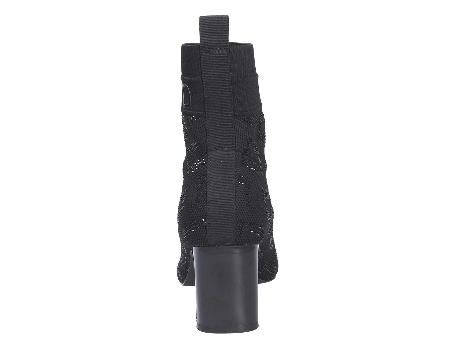 Rückansicht der schwarzen La Strada Damen Stiefel mit elastischem Schaft, Strickoptik und hohem Blockabsatz