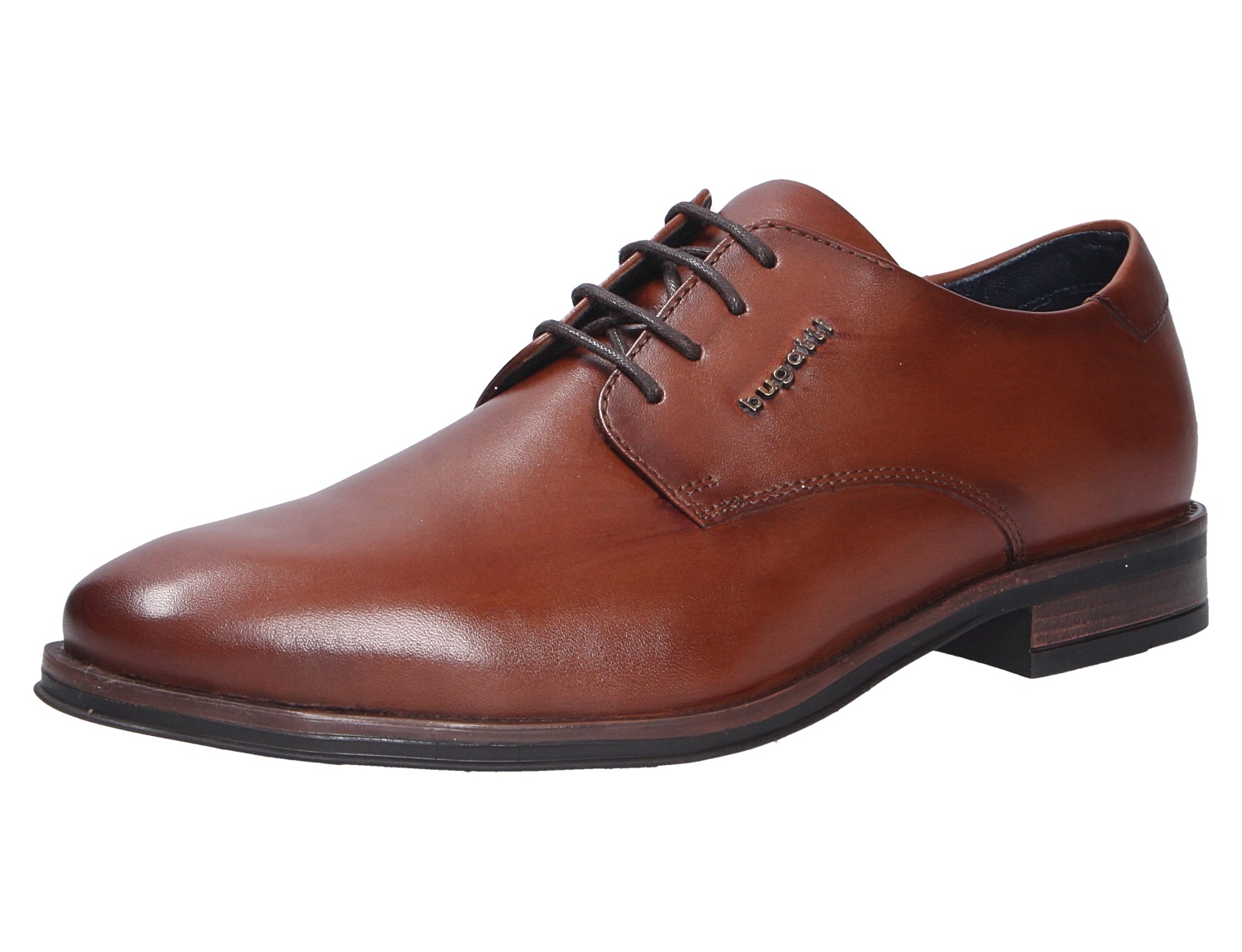 bugatti Herren Schnürschuhe aus braunem Glattleder mit schlanker Form und Schnürung, eleganter Business-Schuh