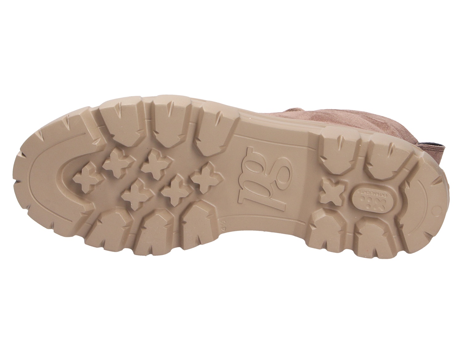 Unteransicht der Paul Green Damen Schnürschuhe mit robuster, beigefarbener Profilsohle und markantem Grip.