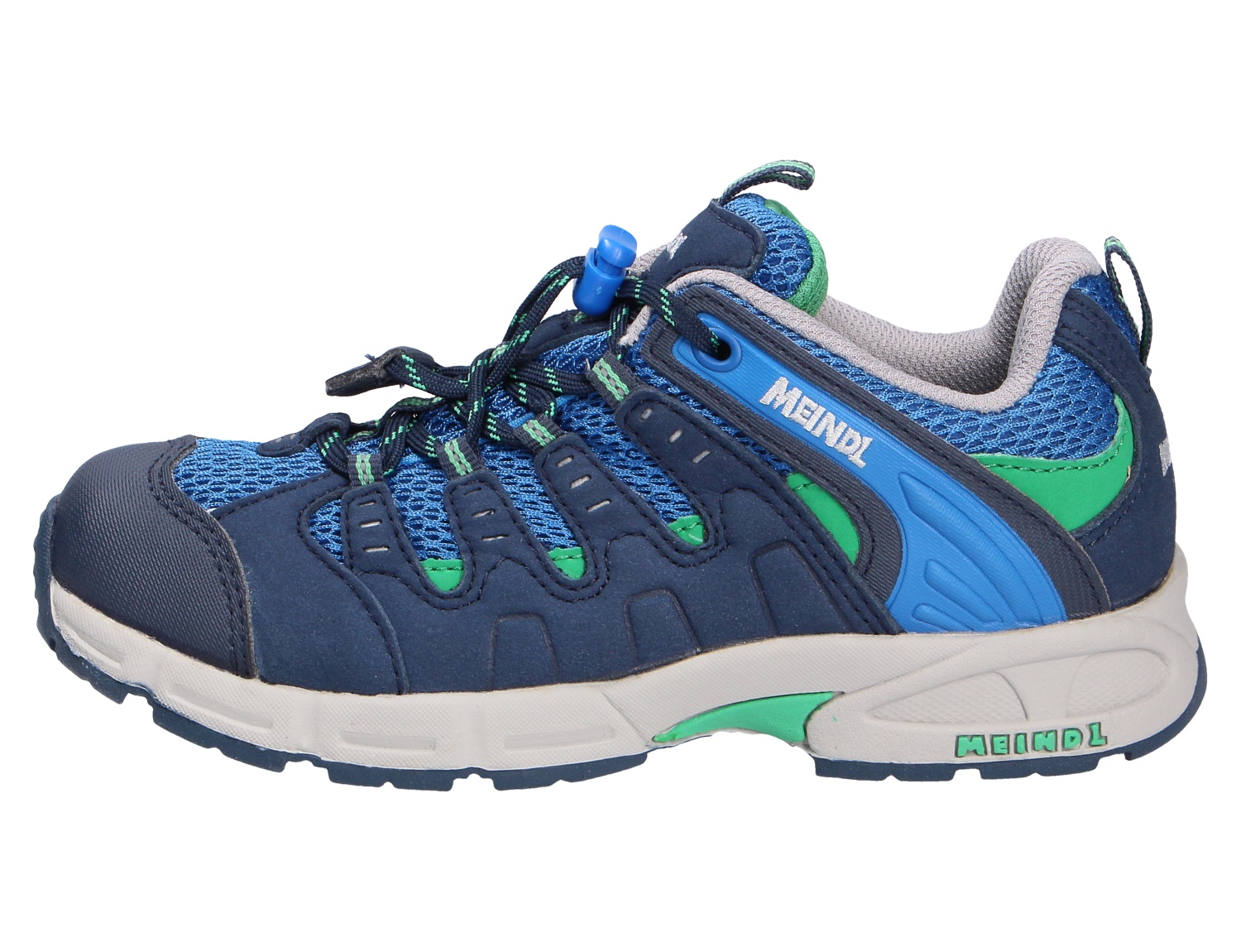 Meindl Respond Kinder-Halbschuh für Jungen in Blau und Grün, sportiver robuster Freizeitschuh mit Schnellschnürung und griffiger Sohle