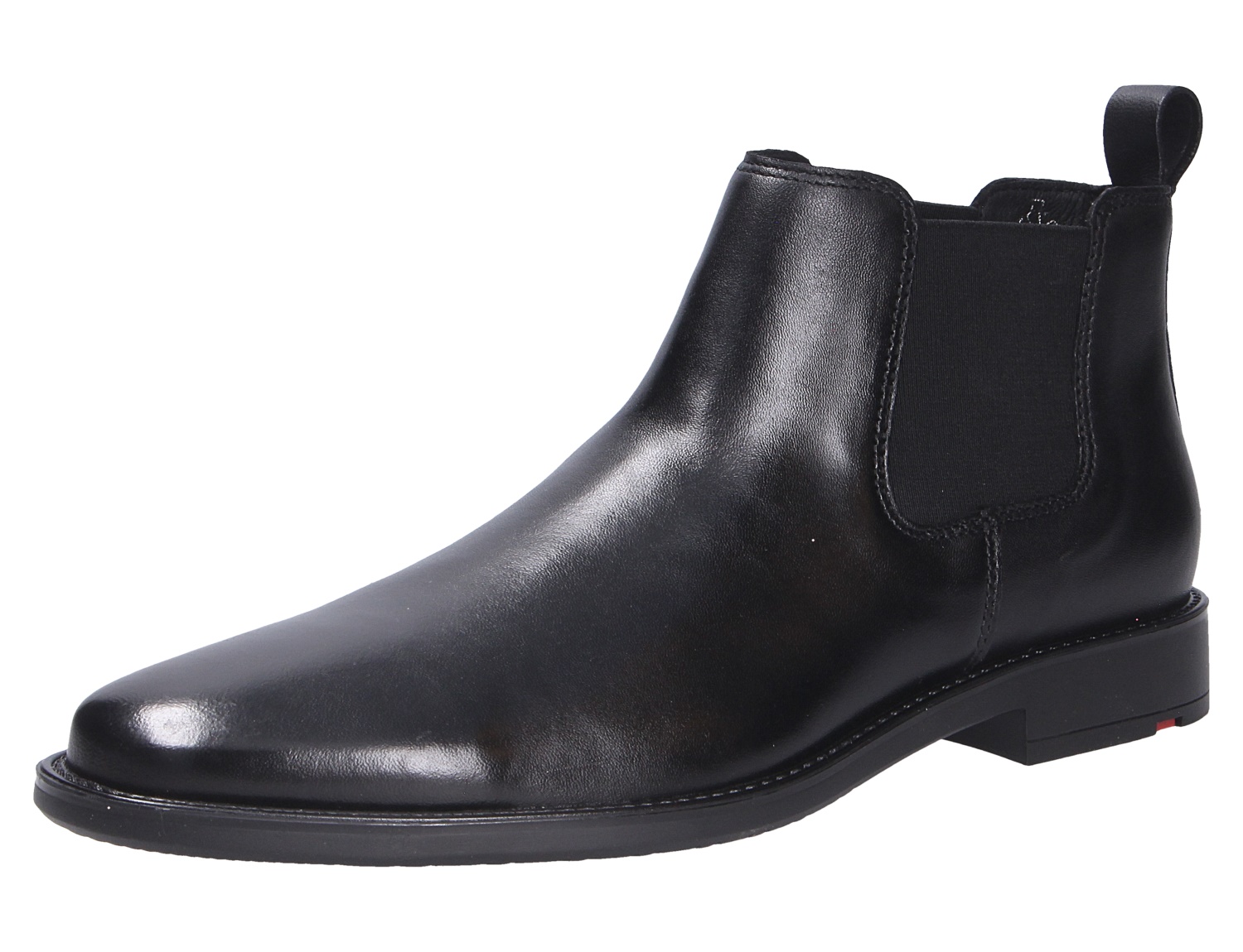 Lloyd CORE 315 Chelsea-Boot aus schwarzem Glattleder mit seitlichem Elastikeinsatz und flacher Sohle