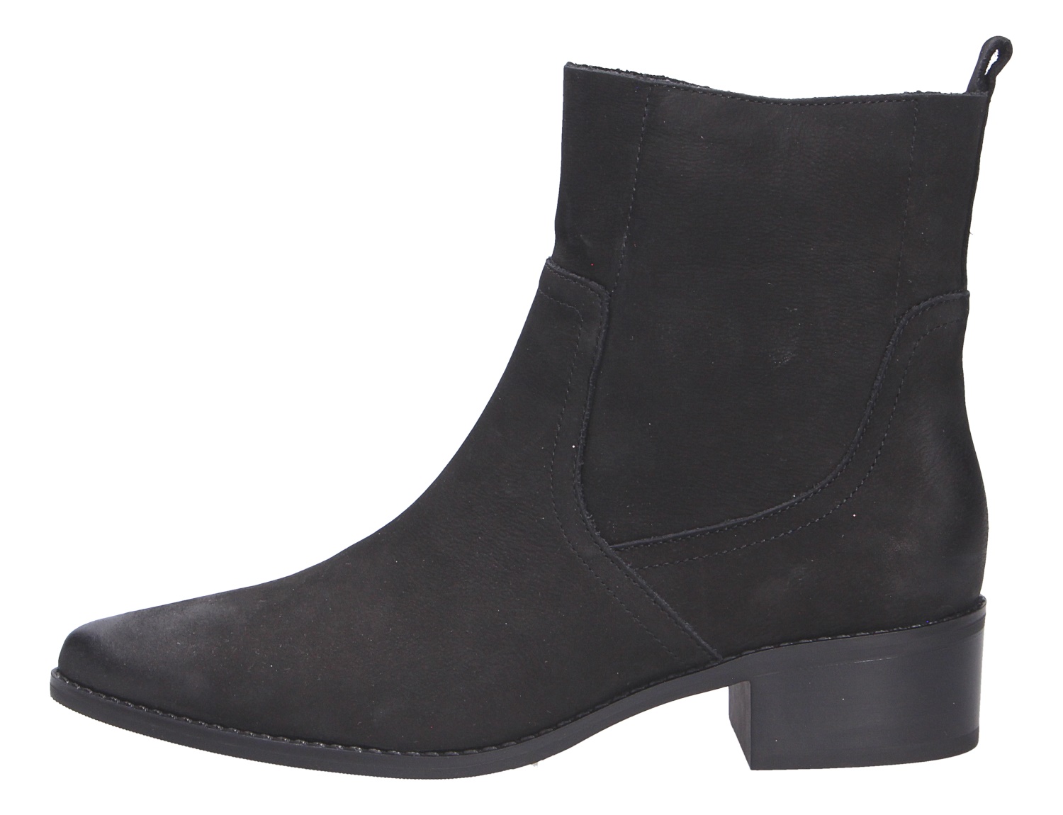 Caprice Damen Stiefel in Schwarz, knöchelhoher Boot aus Veloursleder-Optik mit Blockabsatz und Zugschlaufe
