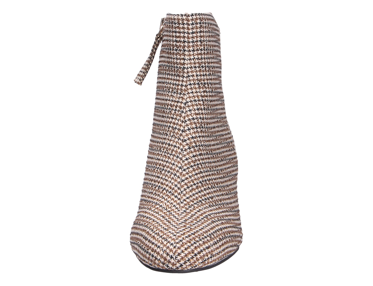 La Strada Damen Stiefel mit Hahnentritt-Muster in Braun-Beige, spitz zulaufende Frontansicht mit schmaler Silhouette