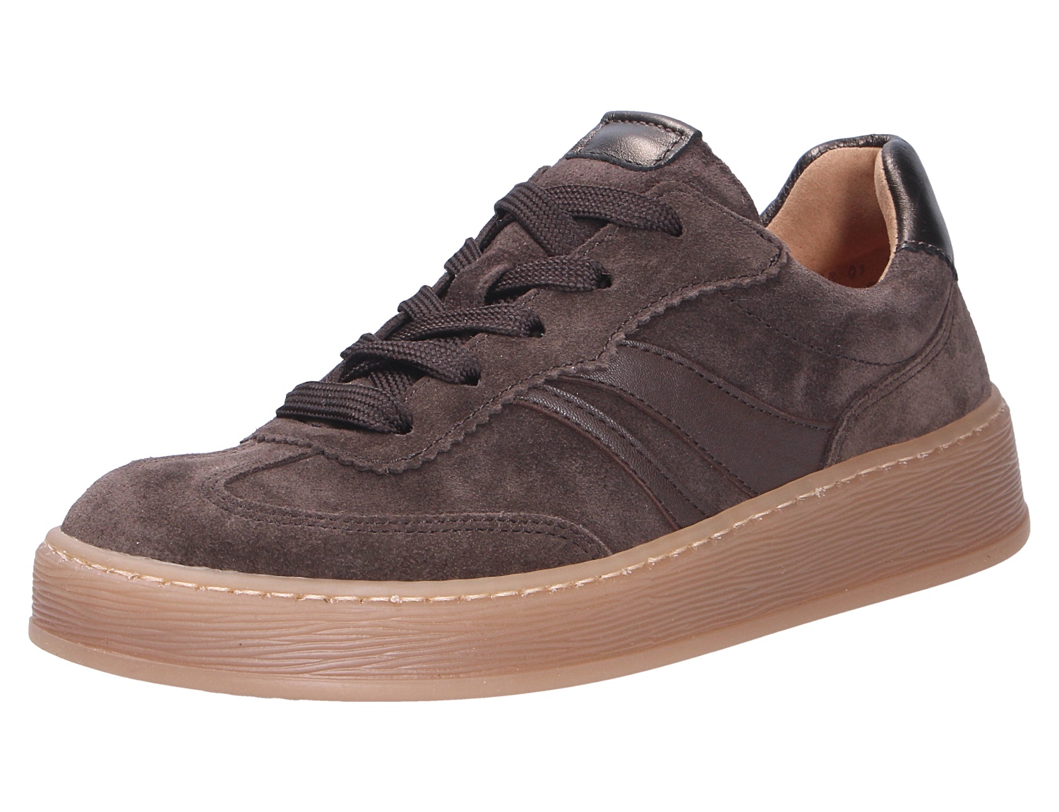 Gabor Damen Schnürschuhe in Braun aus Veloursleder, sportlicher Sneaker mit Schnürung und heller Plateau-Sohle