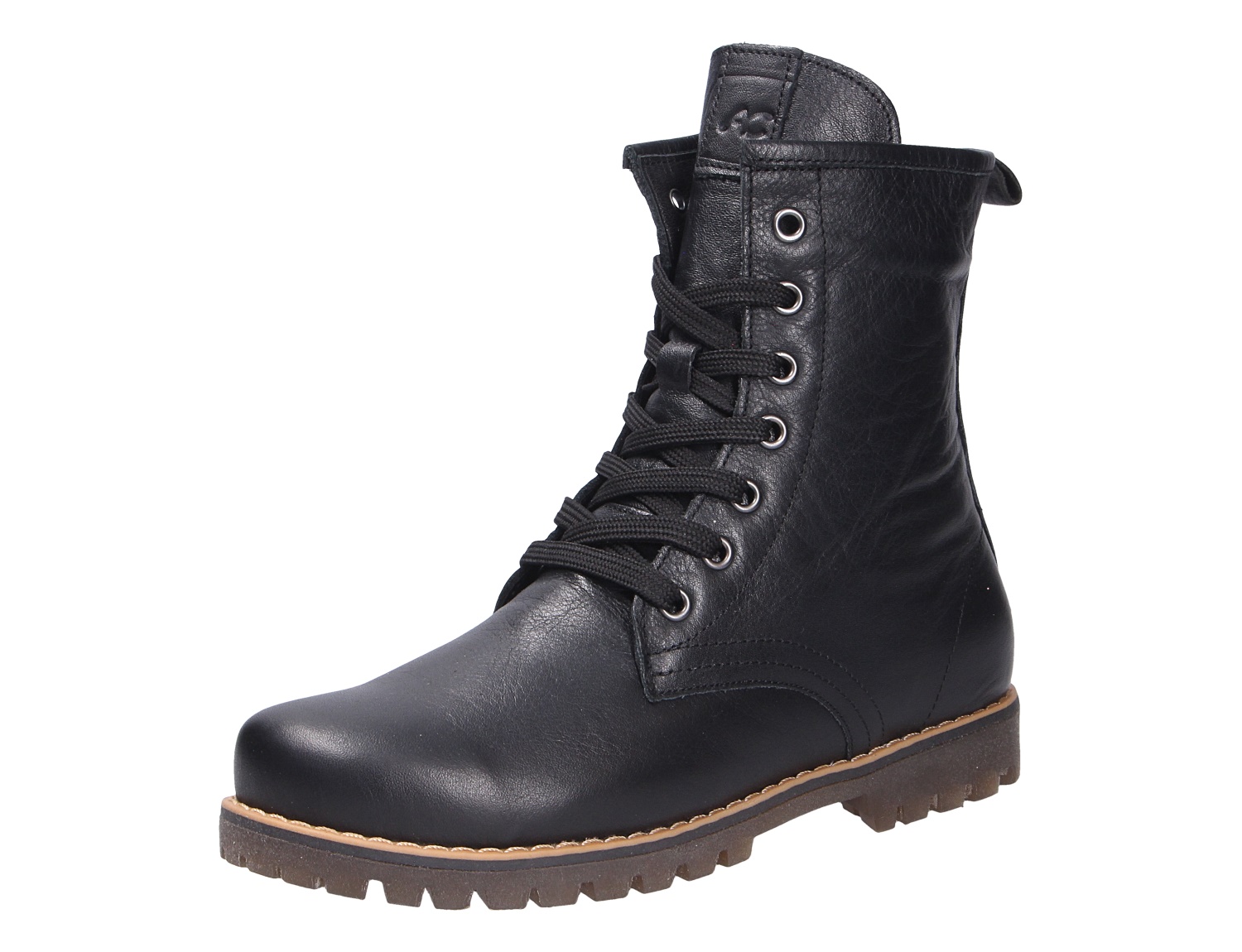 Andrea Conti Damen Stiefel, schwarzer Schnürstiefel aus Leder mit knöchelhohem Schaft und markanter Profilsohle