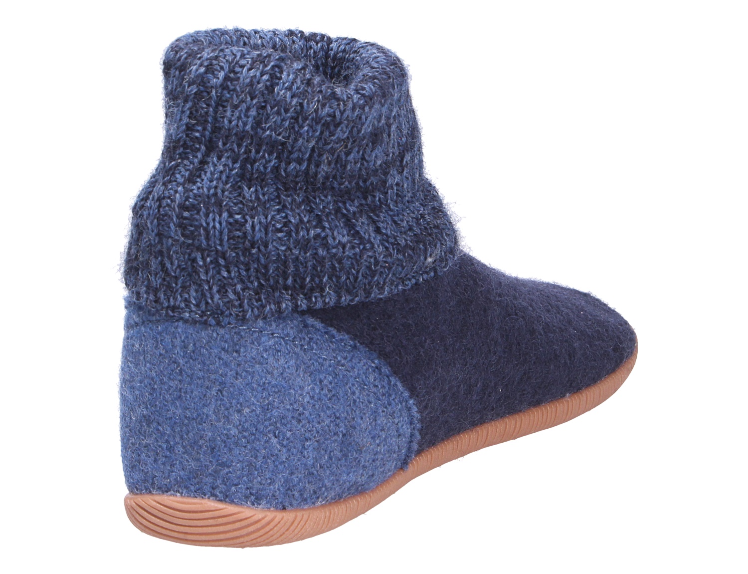 Giesswein WILDPOLDSRIED Hausschuh in Dunkelblau, warmer Wollfilz-Pantoffel mit hohem gestricktem Schaft und flexibler Sohle