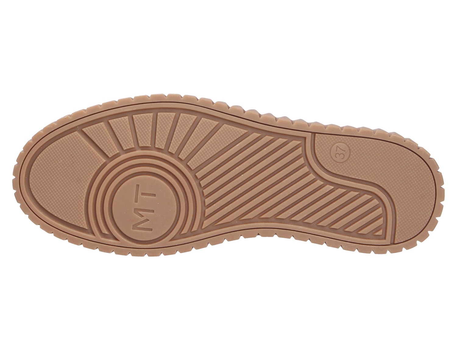 Detailansicht der braunen profilierten Laufsohle der Marco Tozzi Damen Schnürschuhe