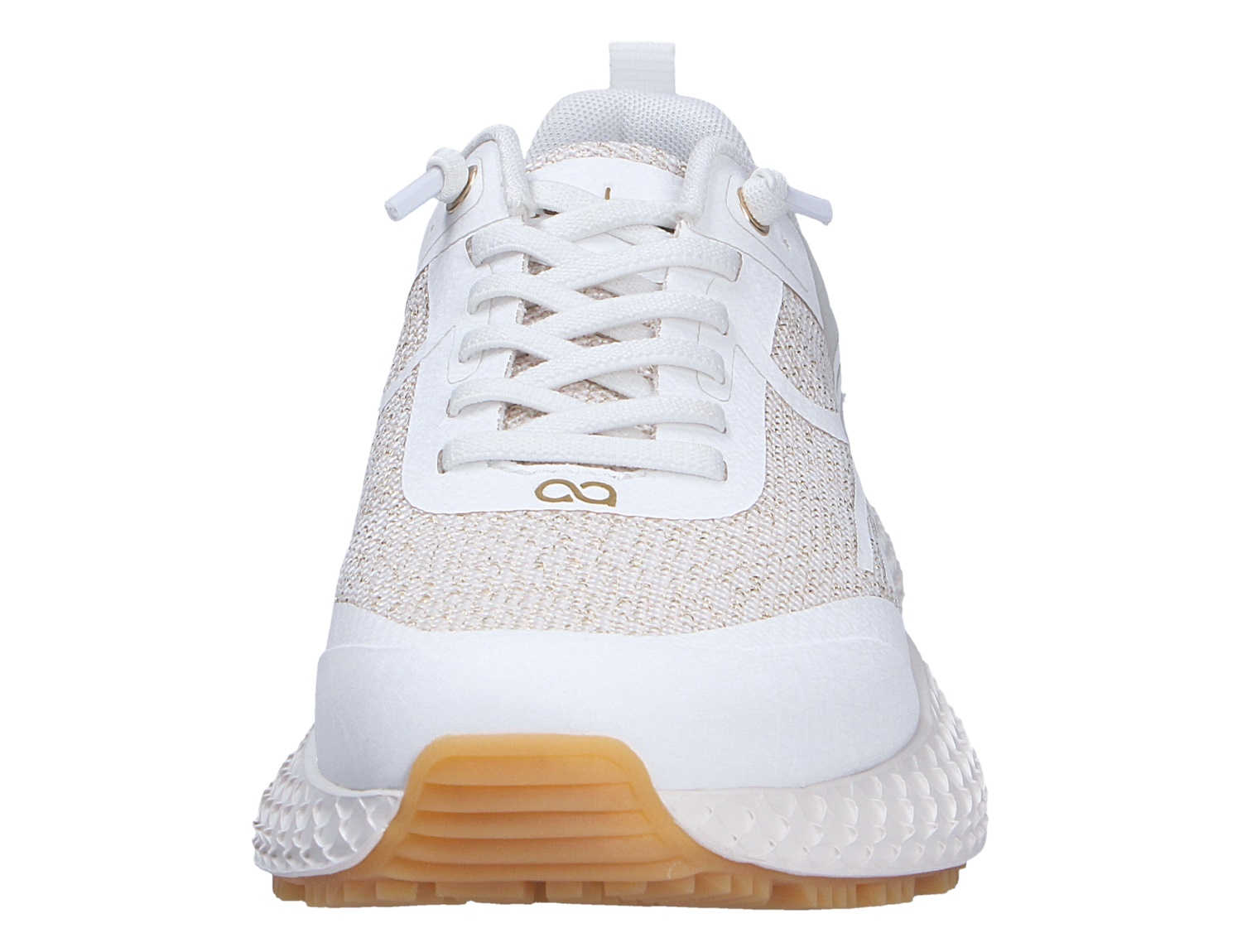 Frontansicht des tenhaag neohhag Sneakers in Weiß mit Schnürung, atmungsaktivem Obermaterial und profilierter Laufsohle