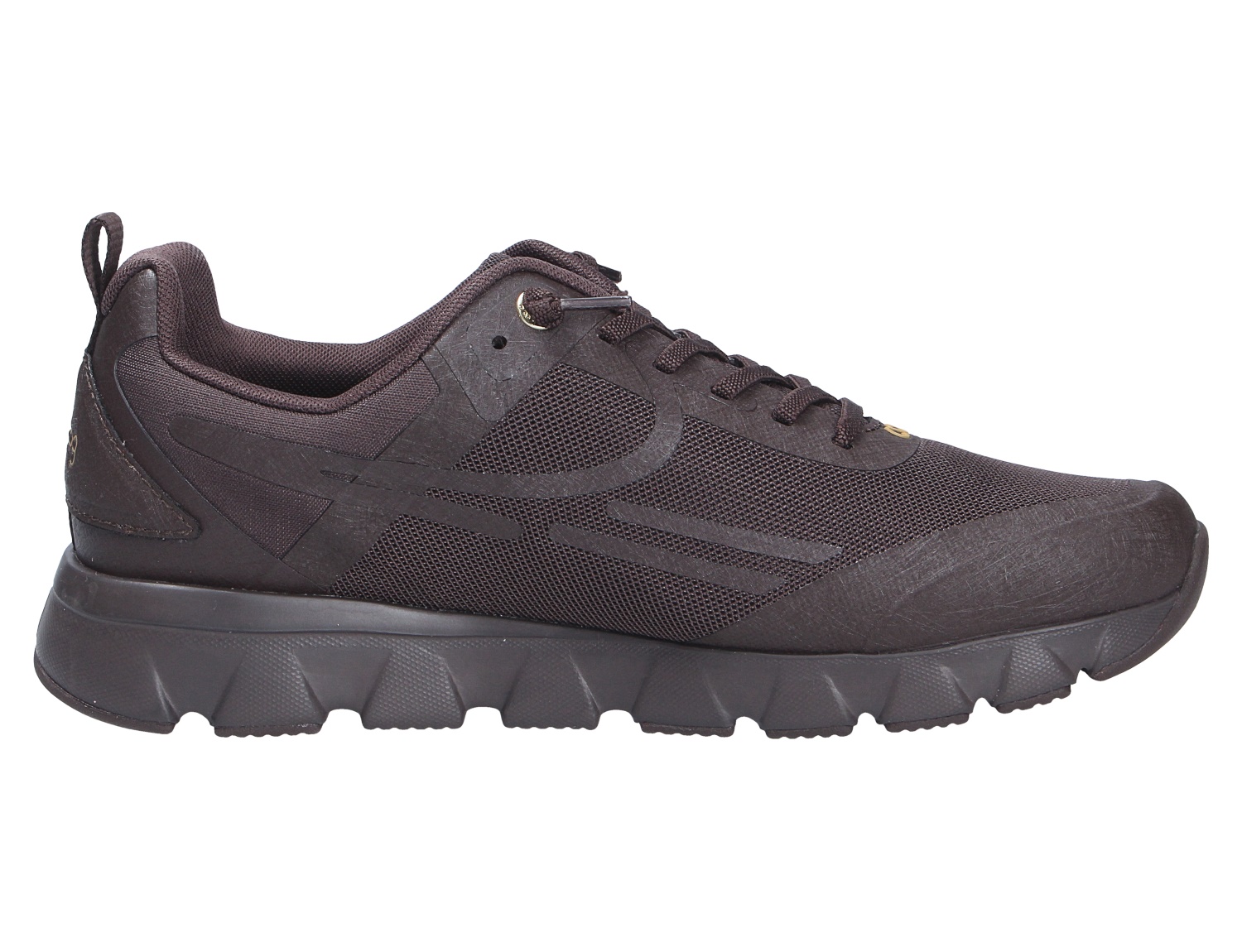 tenhaag Damen Sneaker in Dunkelbraun, sportlicher Freizeitschuh mit Schnürung, Mesh-Einsätzen und profilierter Laufsohle in Seitenansicht