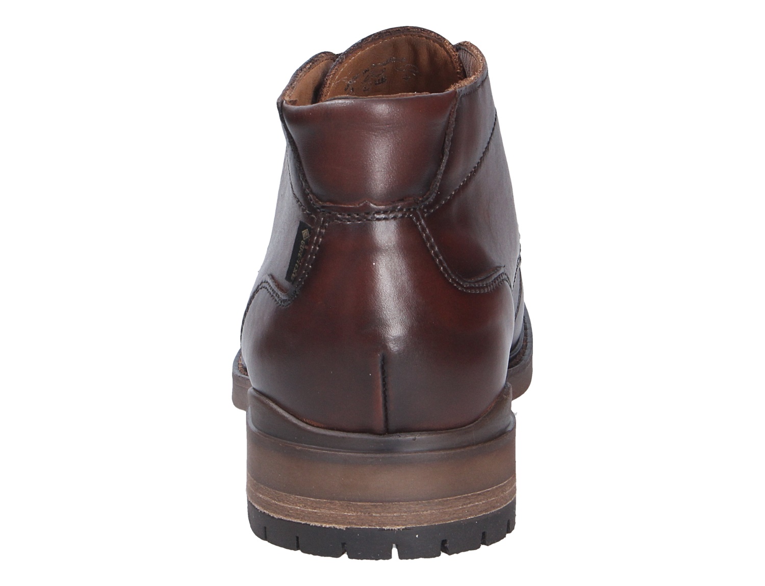 Rückansicht der braunen Lloyd Herren-Stiefelette VIBE 327GL aus Glattleder mit robuster Sohle