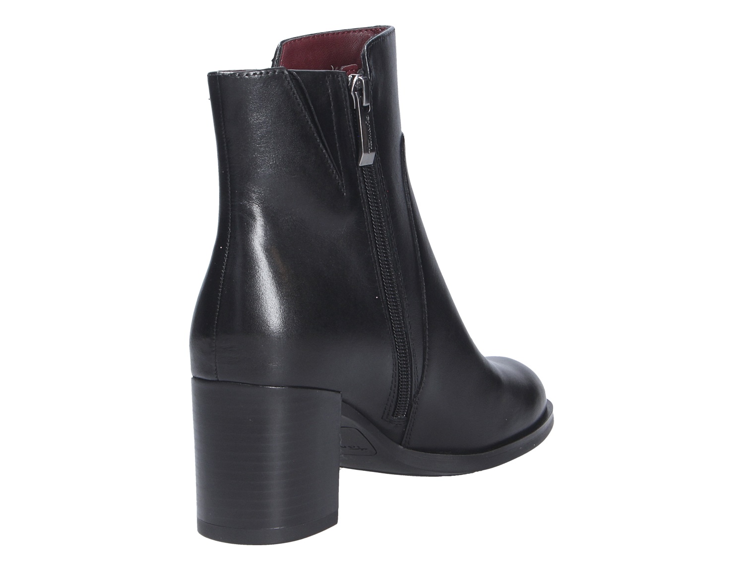 Tamaris Damen Stiefel in Schwarz aus glattem Material, seitliche Ansicht mit Blockabsatz und Reißverschluss