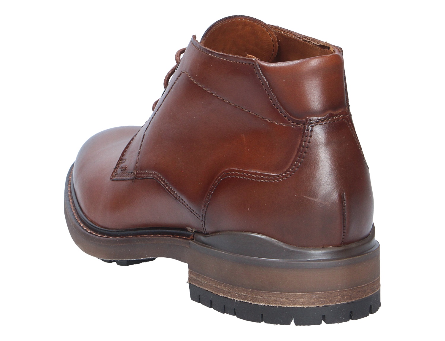 Lloyd VIBE 325 Herren Schnürboot aus braunem Glattleder mit robuster Sohle in Rück- und Seitenansicht