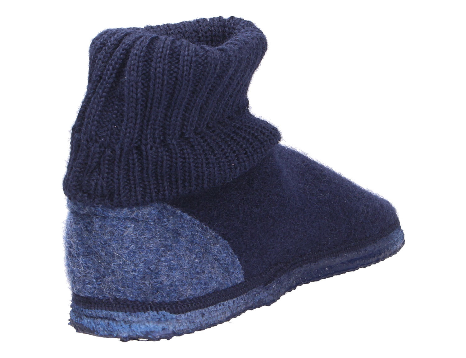 Giesswein KRAMSACH warmer Hausschuh in Dunkelblau mit hohem Strickschaft und rutschfester Sohle