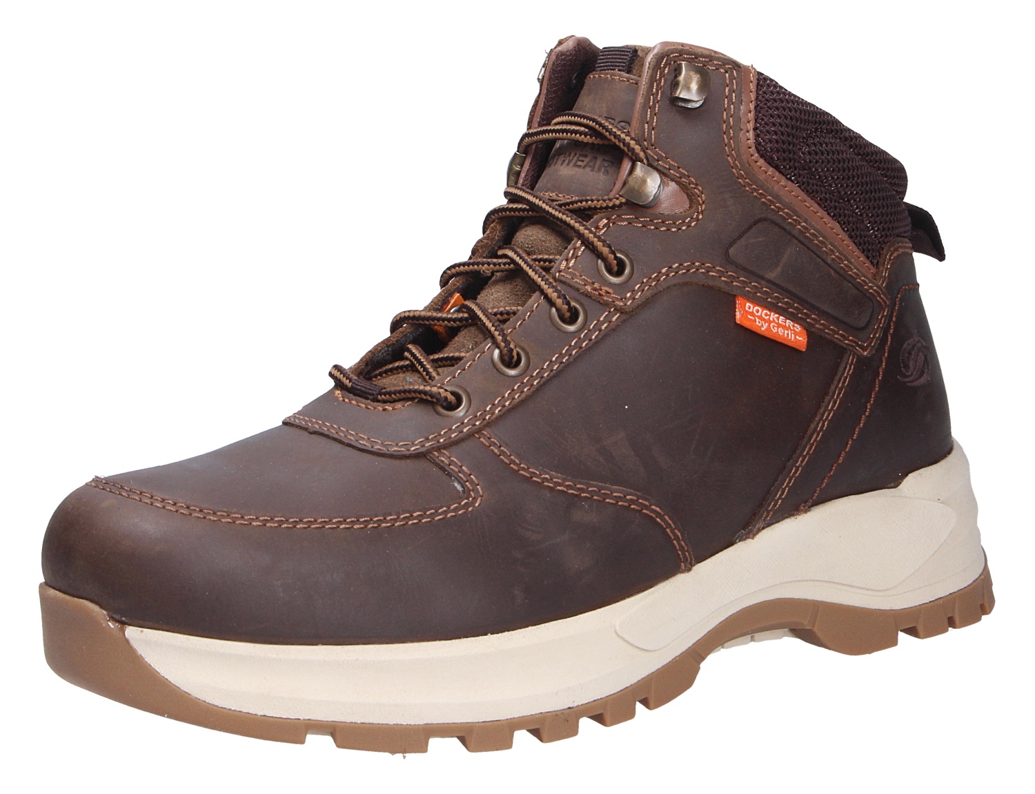 Dockers Herren Stiefel in Braun, knöchelhoher Schnürboot mit gepolstertem Schaft und markanter Profilsohle
