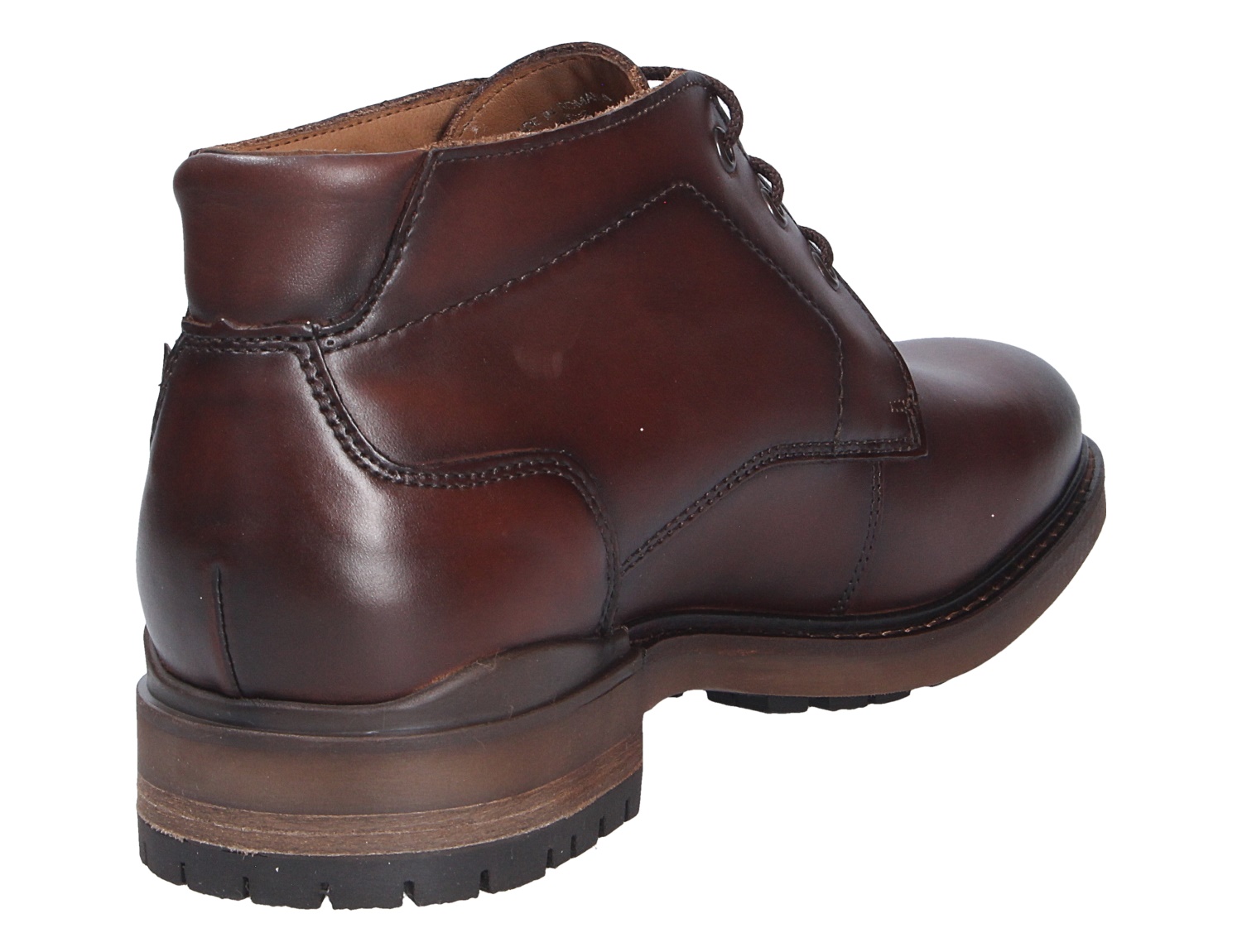 Lloyd VIBE 327GL Herren-Stiefelette aus braunem Glattleder mit Schnürung und profilierter Sohle, Ansicht von der Seite hinten