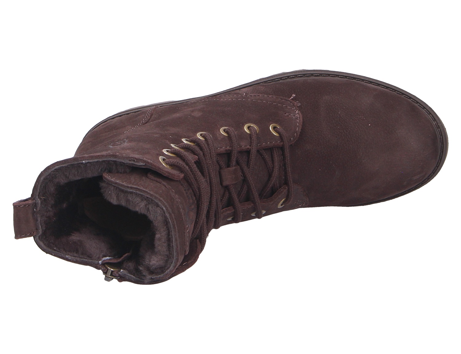 Panama Jack Frisia braune Winterstiefelette aus Leder mit Schnürung und warmem Innenfutter in der Draufsicht