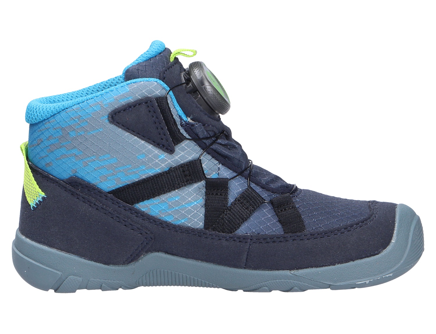 Superfit TRACE Kinderstiefel in Blau mit Drehverschluss und robuster Sohle, seitliche Produktansicht