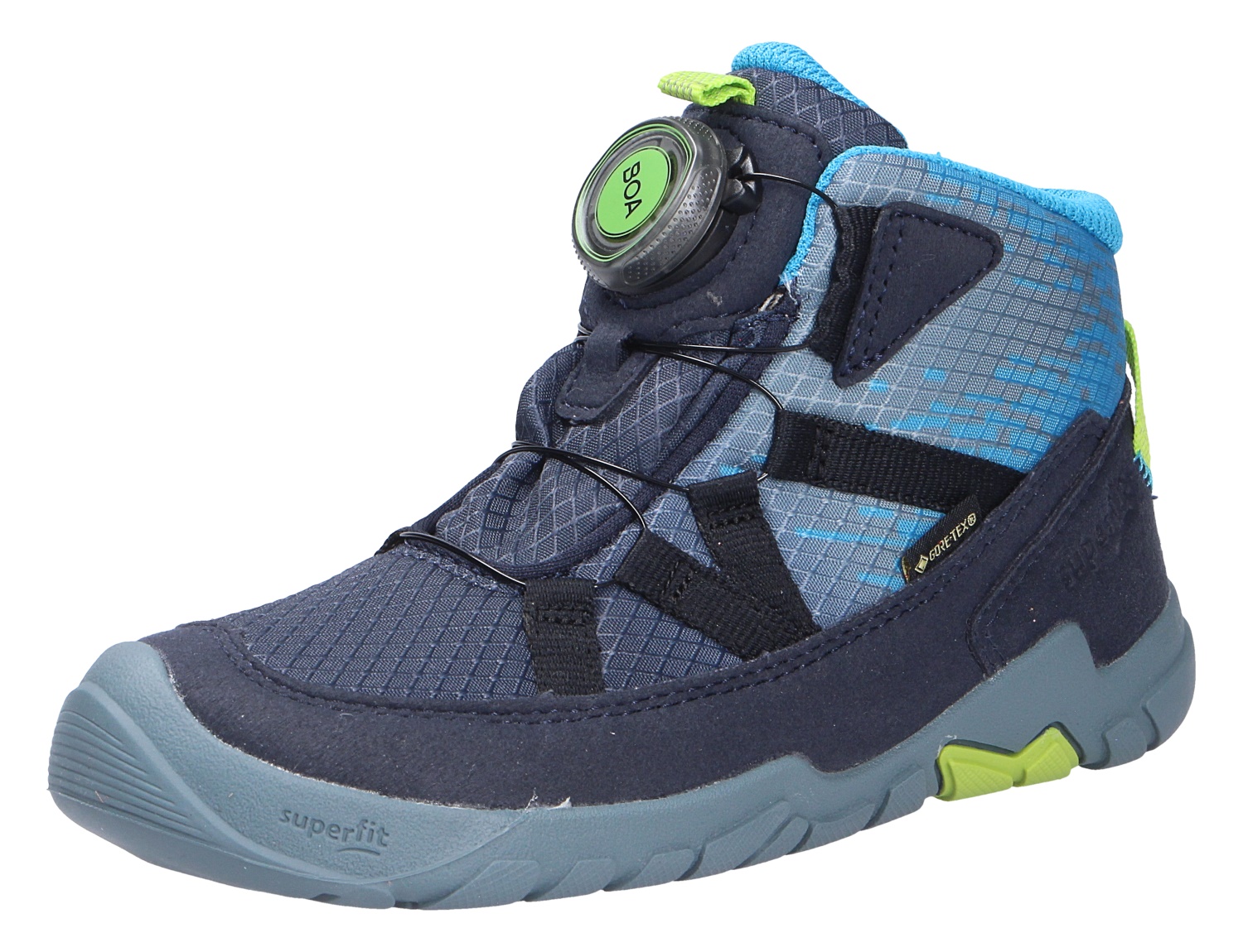 Superfit TRACE Kinderstiefel in Blau mit BOA-Drehverschluss, GORE-TEX und robuster Sohle