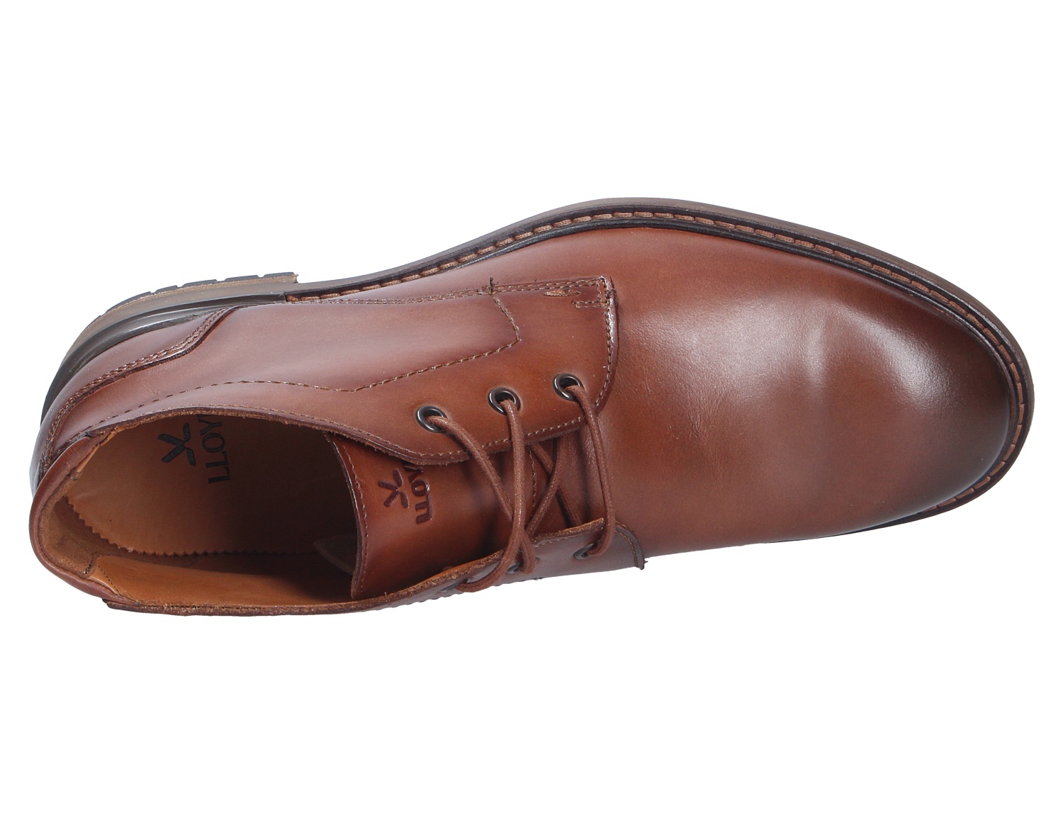 Lloyd VIBE 325 Herren-Schnürschuh aus braunem Glattleder mit robuster Sohle, gezeigt in der Draufsicht