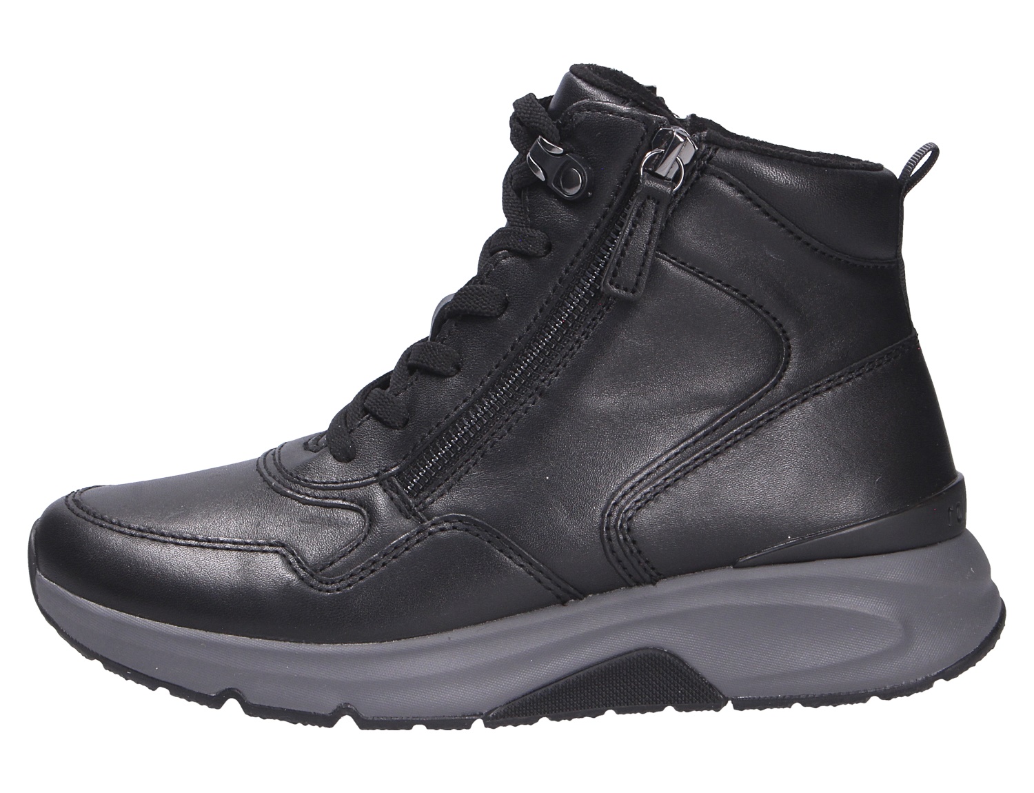 Gabor Damen Stiefel, schwarzer knöchelhoher Schuh mit Schnürung, seitlichem Reißverschluss und robuster Sohle