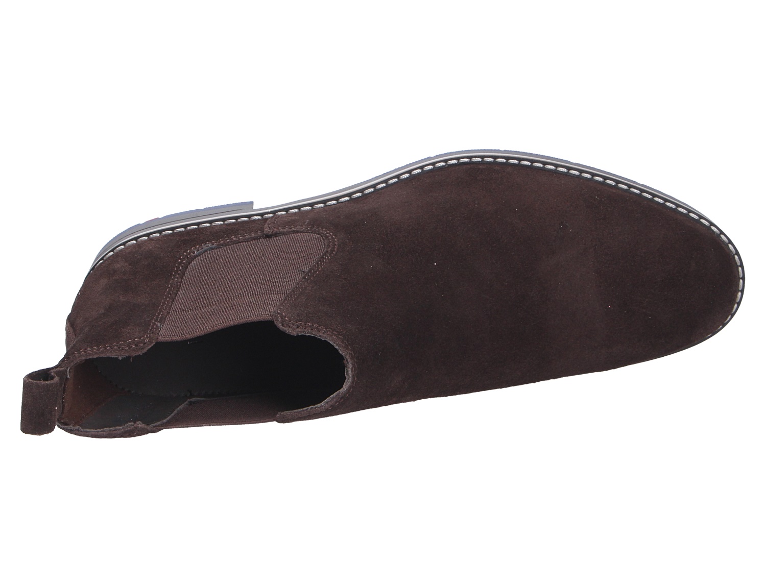 Lloyd DRIFT 315 Chelsea Boot aus braunem Veloursleder mit seitlichem Stretcheinsatz und Zuglasche in Seitenansicht