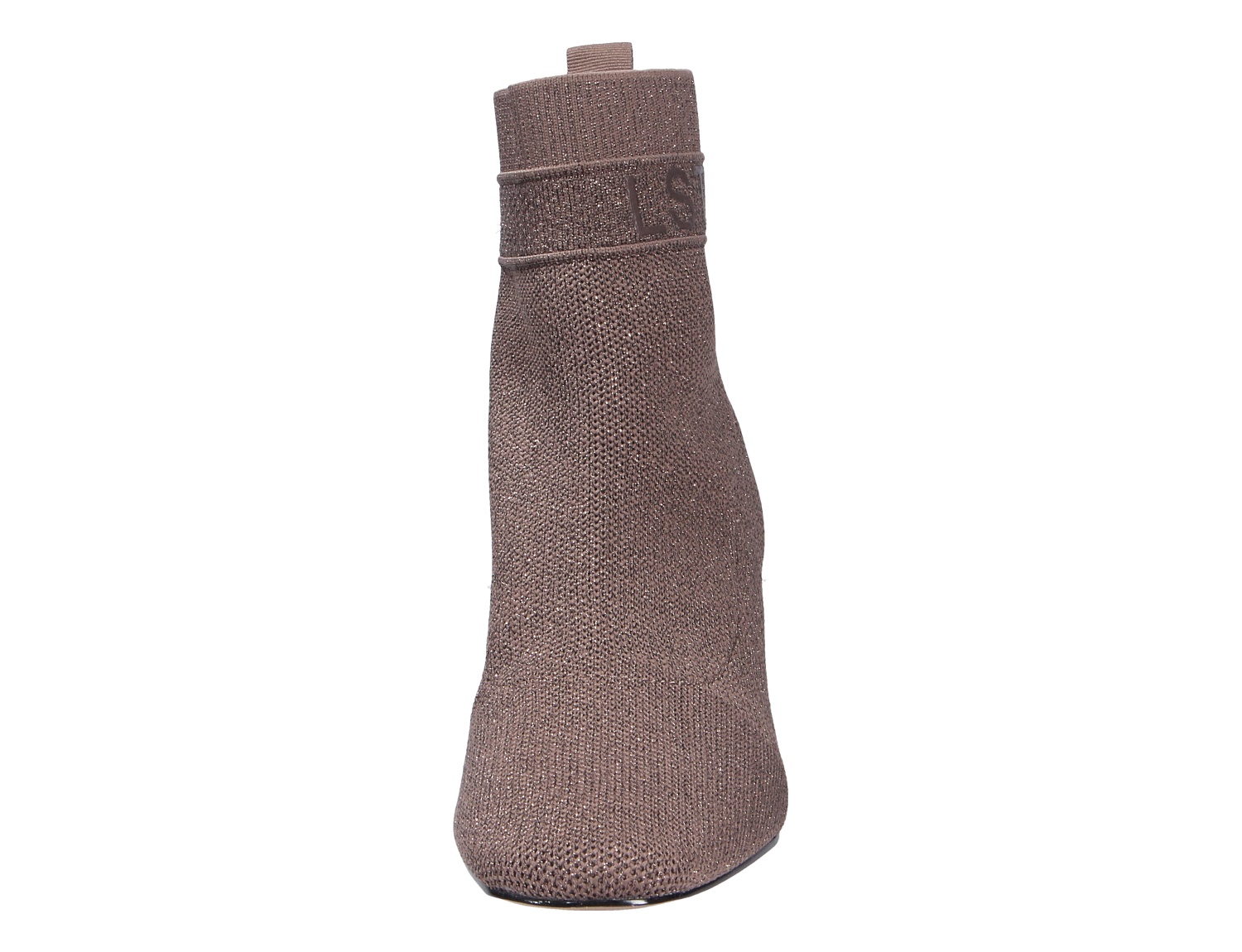 La Strada Damen Stiefel, brauner sockenähnlicher Strickstiefel mit glitzernder Oberfläche und schmaler Form