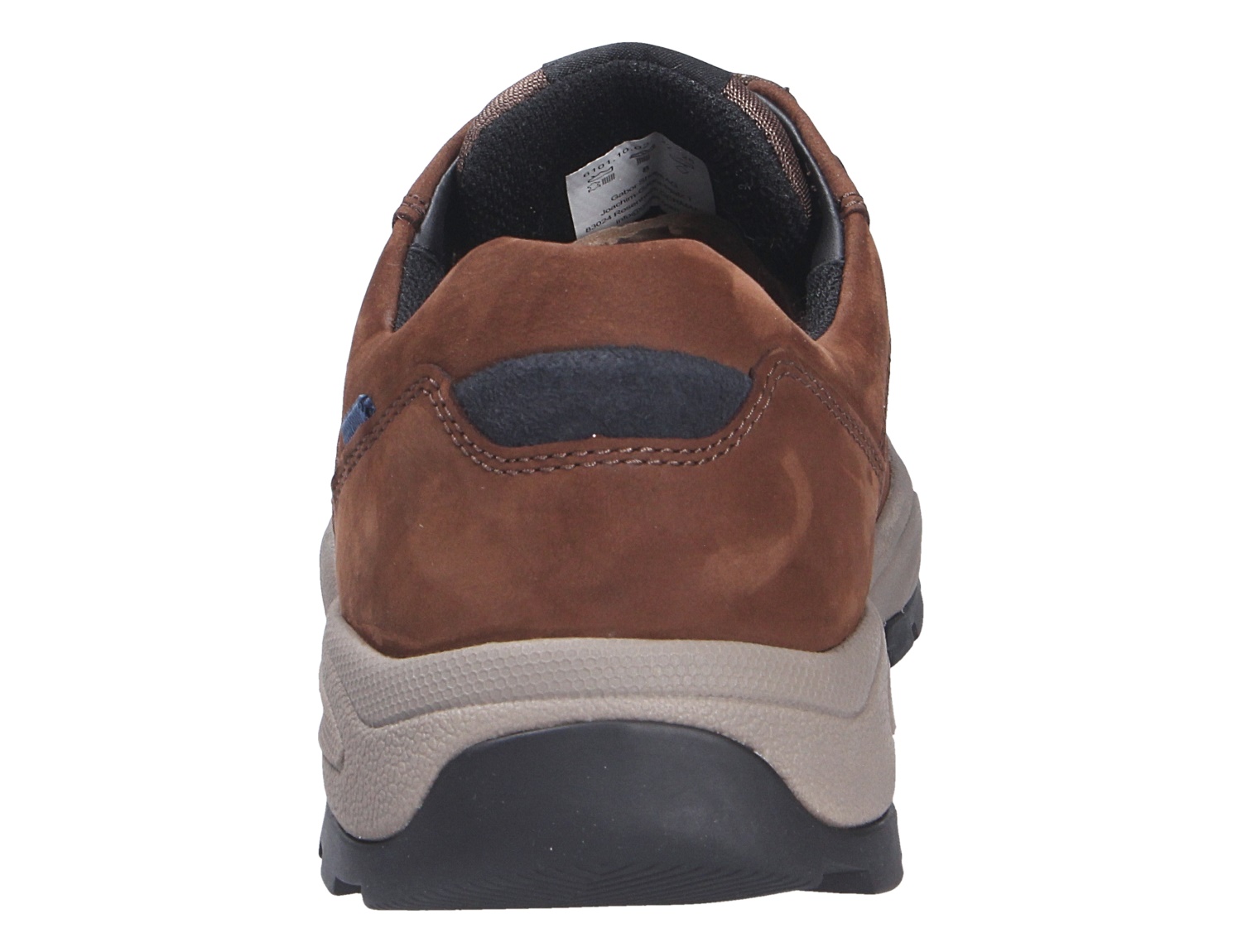 Rückansicht des braunen Pius Gabor Evolution Sneakers mit gepolstertem Schaftrand und heller Laufsohle