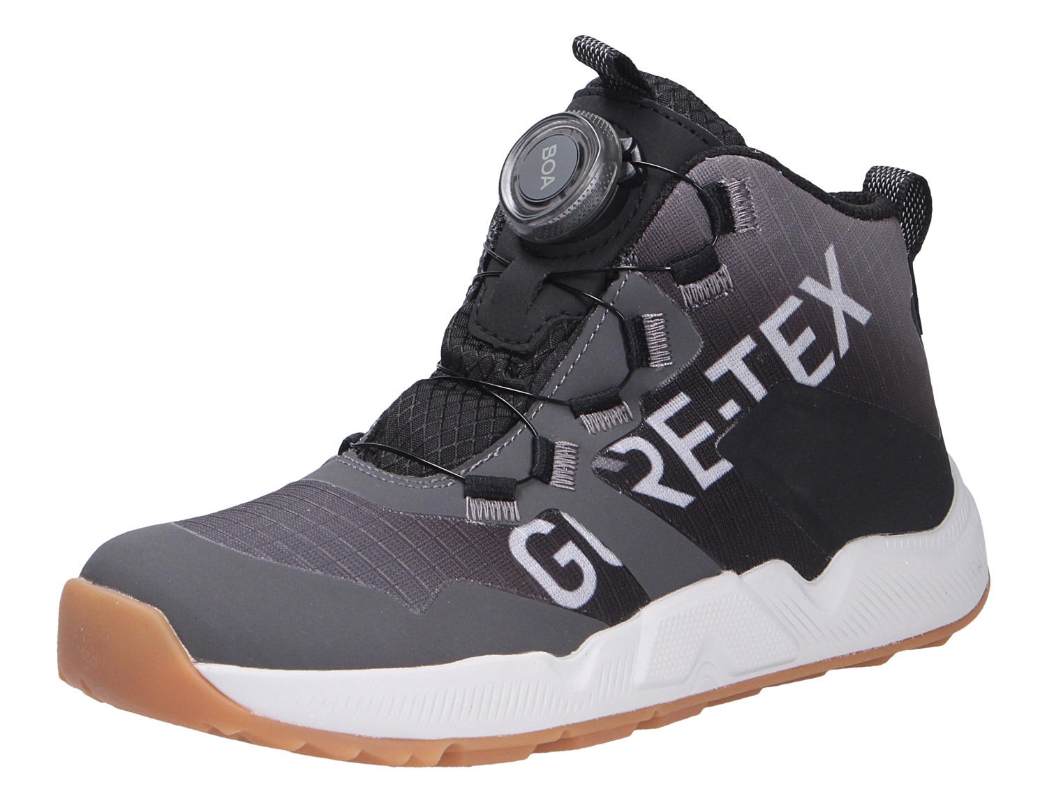 Superfit AGOS Kinder Mid-Sneaker, grau-schwarz, mit GORE-TEX, BOA-Verschluss, weißer Sohle und rutschfester Profilsohle