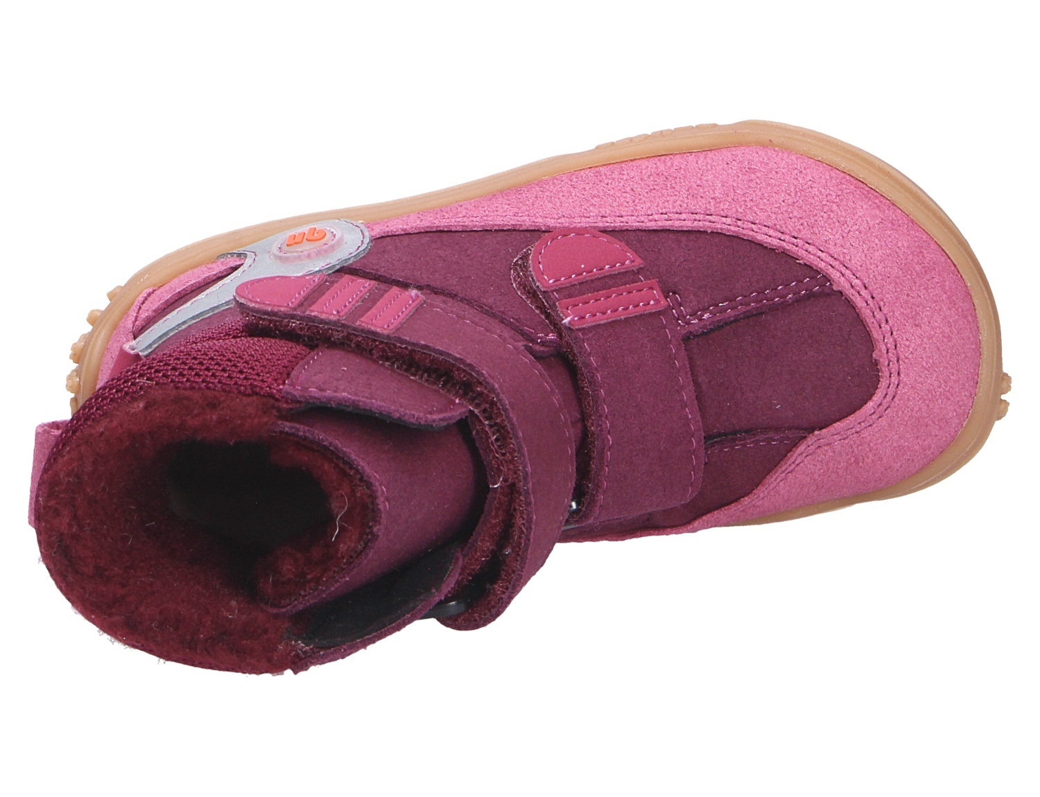 Ricosta Mädchen Stiefel in Pink und Beere aus Veloursleder mit warmem Futter, Klettverschluss und flexibler Sohle, Draufsicht