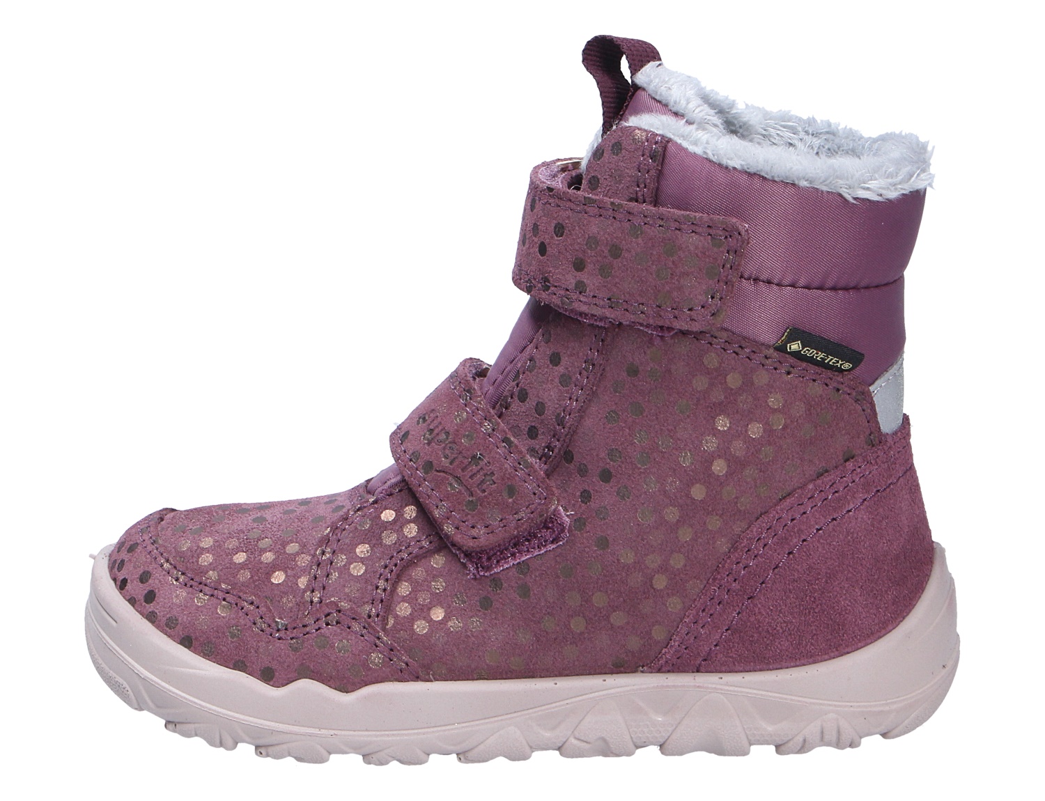 Superfit WALDERI Kinder-Winterstiefel in Lila mit Glitzerpunkten, Klettverschlüssen, warmem Futter und GORE-TEX