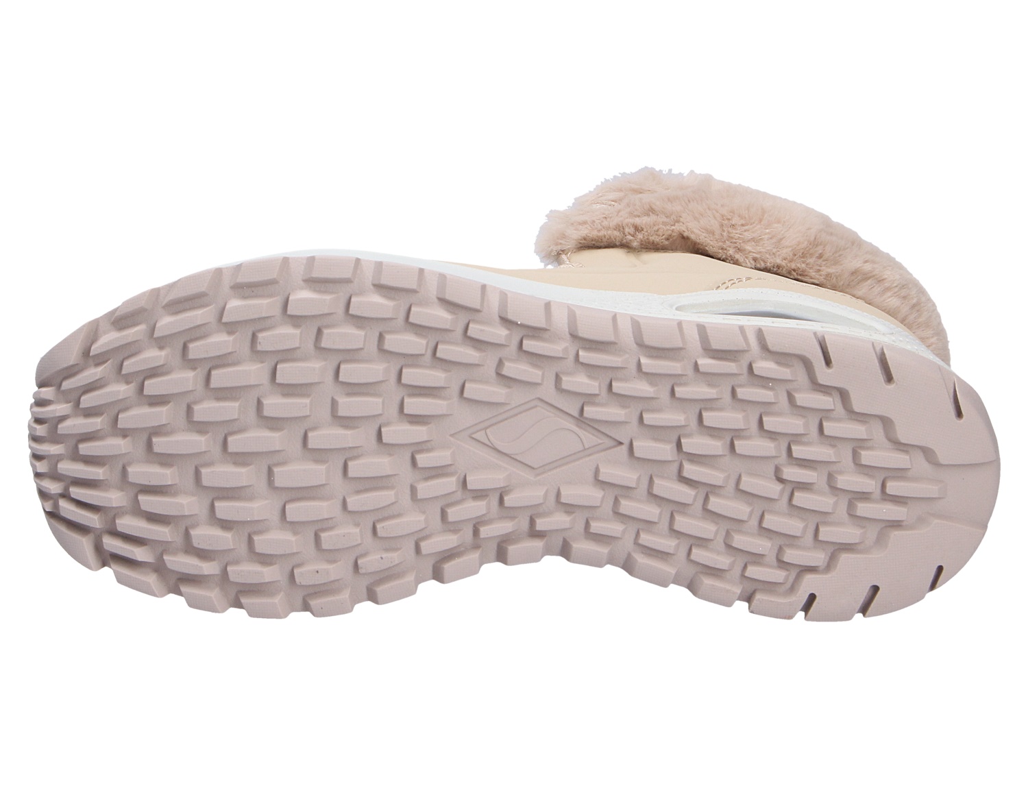 Unteransicht der griffigen Laufsohle des Skechers Uno Rugged mit robustem Profil und warmem Futterrand