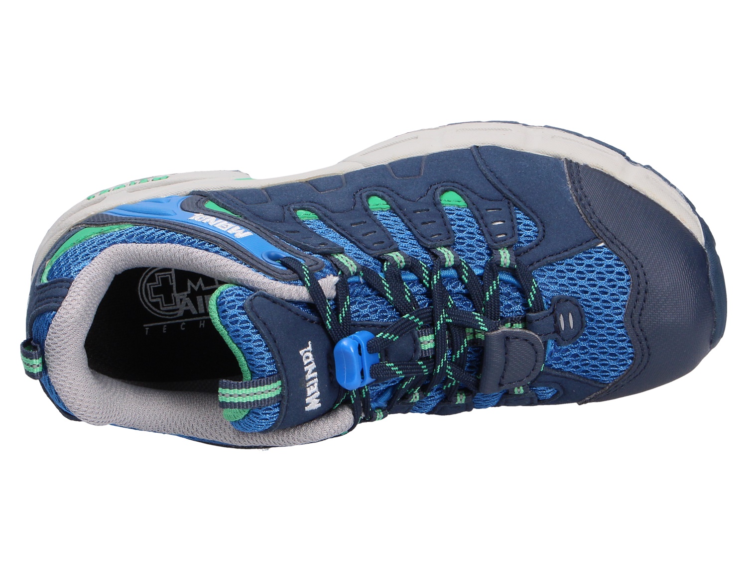 Meindl Respond Kinderhalbschuh für Jungen in Blau mit Mesh-Obermaterial und Schnellschnürung, sportive Draufsicht für Alltag, Schule und kleine Outdoor-Abenteuer