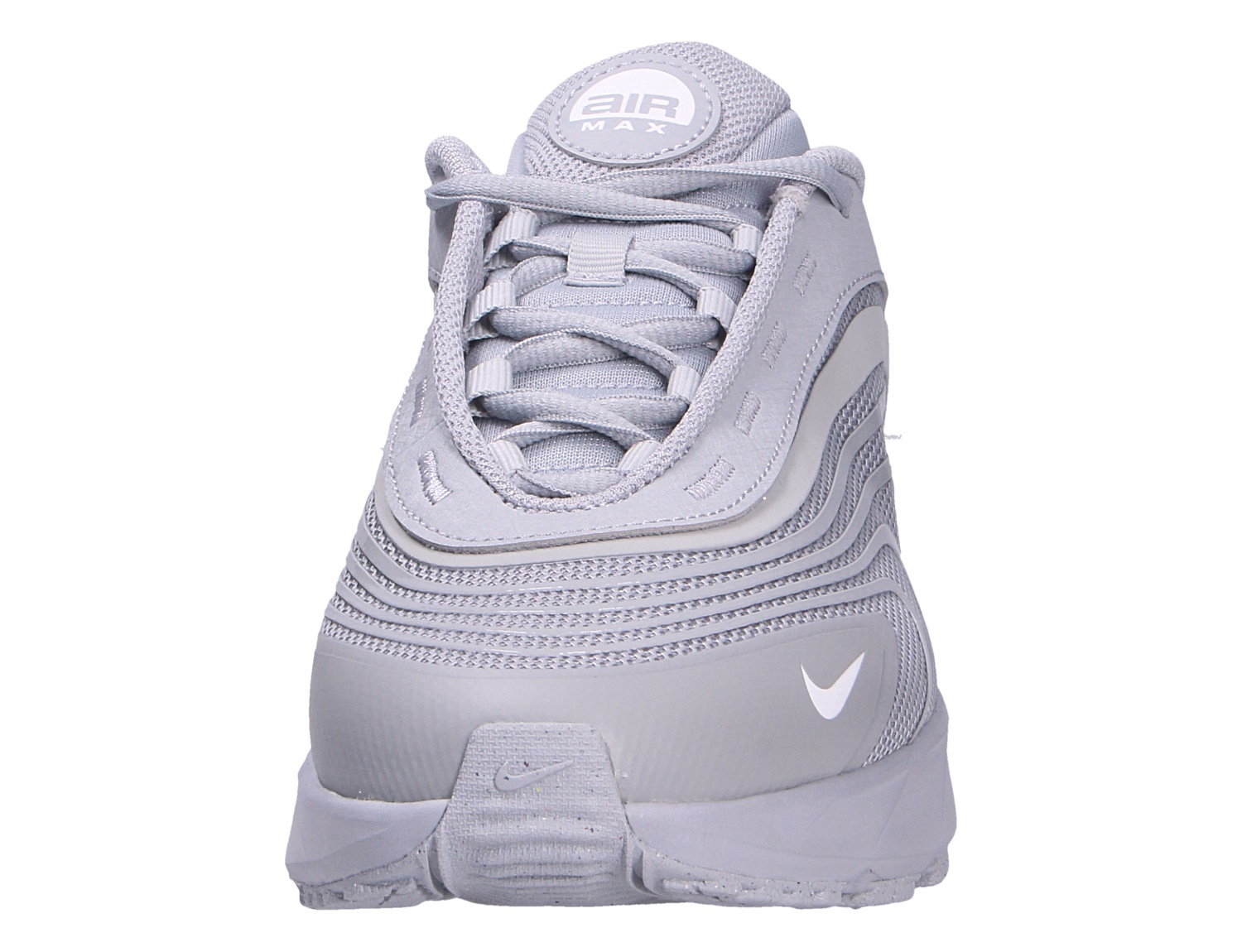 Frontansicht des Nike AIR Max Fire in Grau mit textilem Obermaterial, markanter Silhouette und sportlichem Tragekomfort für Alltag und Freizeit