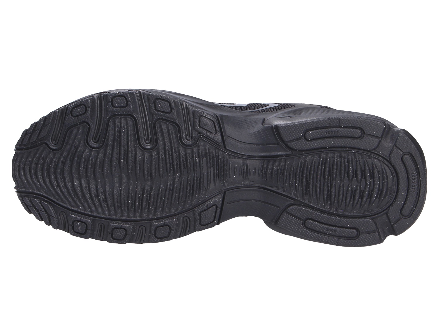Unteransicht des schwarzen Nike AIR Max Fire Herren-Sneakers mit griffiger Profilsohle für Komfort, Flexibilität und urbanen Alltagsstil