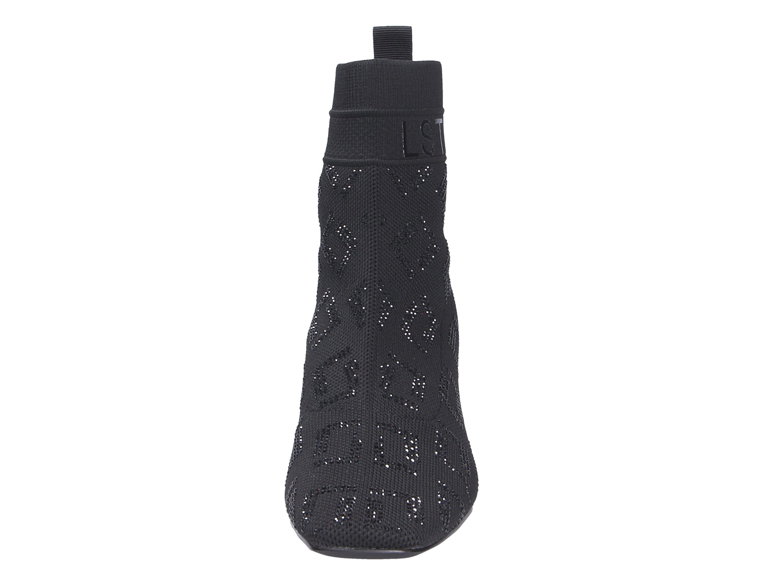 La Strada Damen Stiefel von La Strada in Schwarz, Frontansicht, sockenähnliche Strickoptik mit Glitzerdetails und Zuglasche