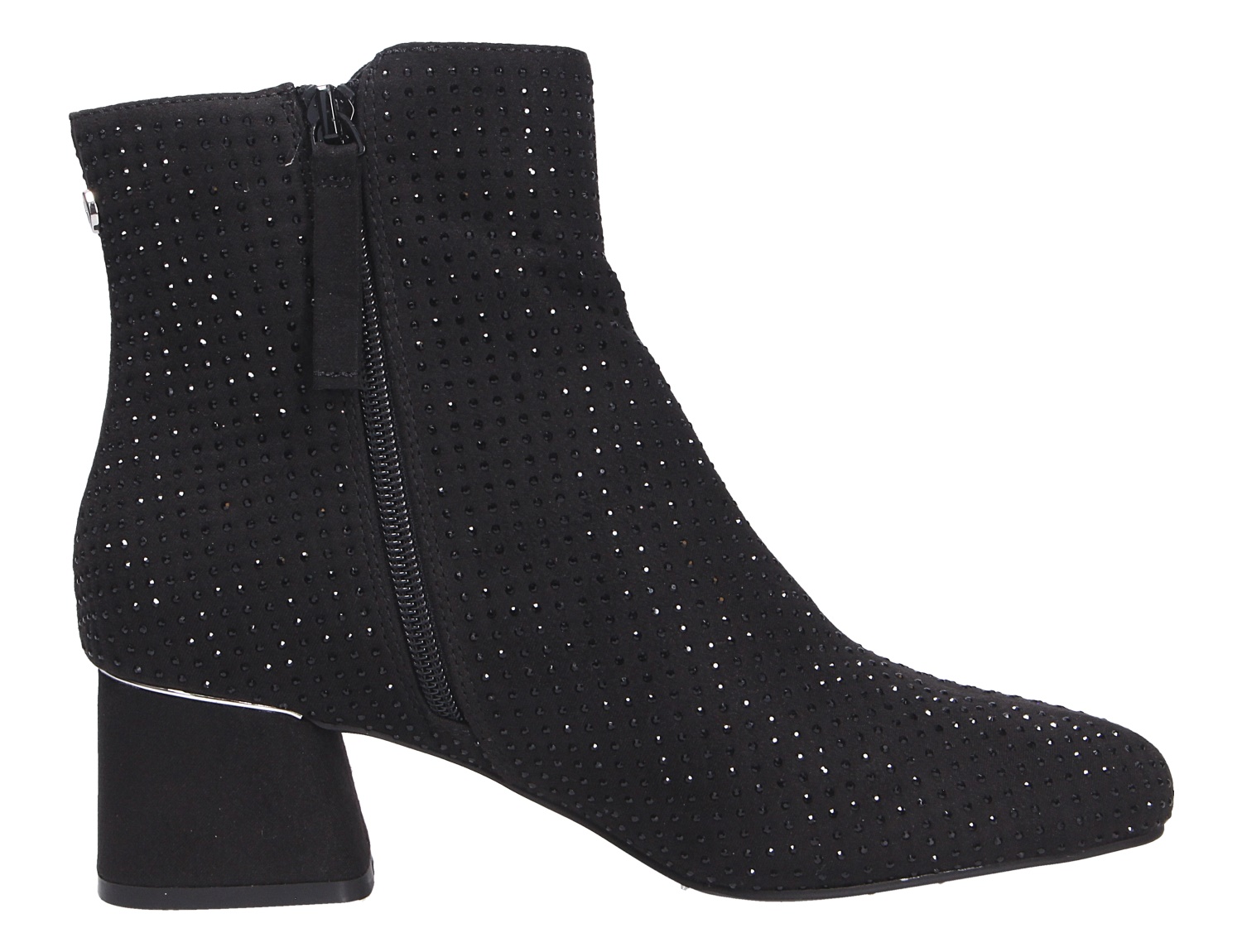 La Strada Damen Stiefel in Schwarz, eleganter Ankle Boot mit seitlichem Reißverschluss, funkelnden Glitzersteinen und Blockabsatz