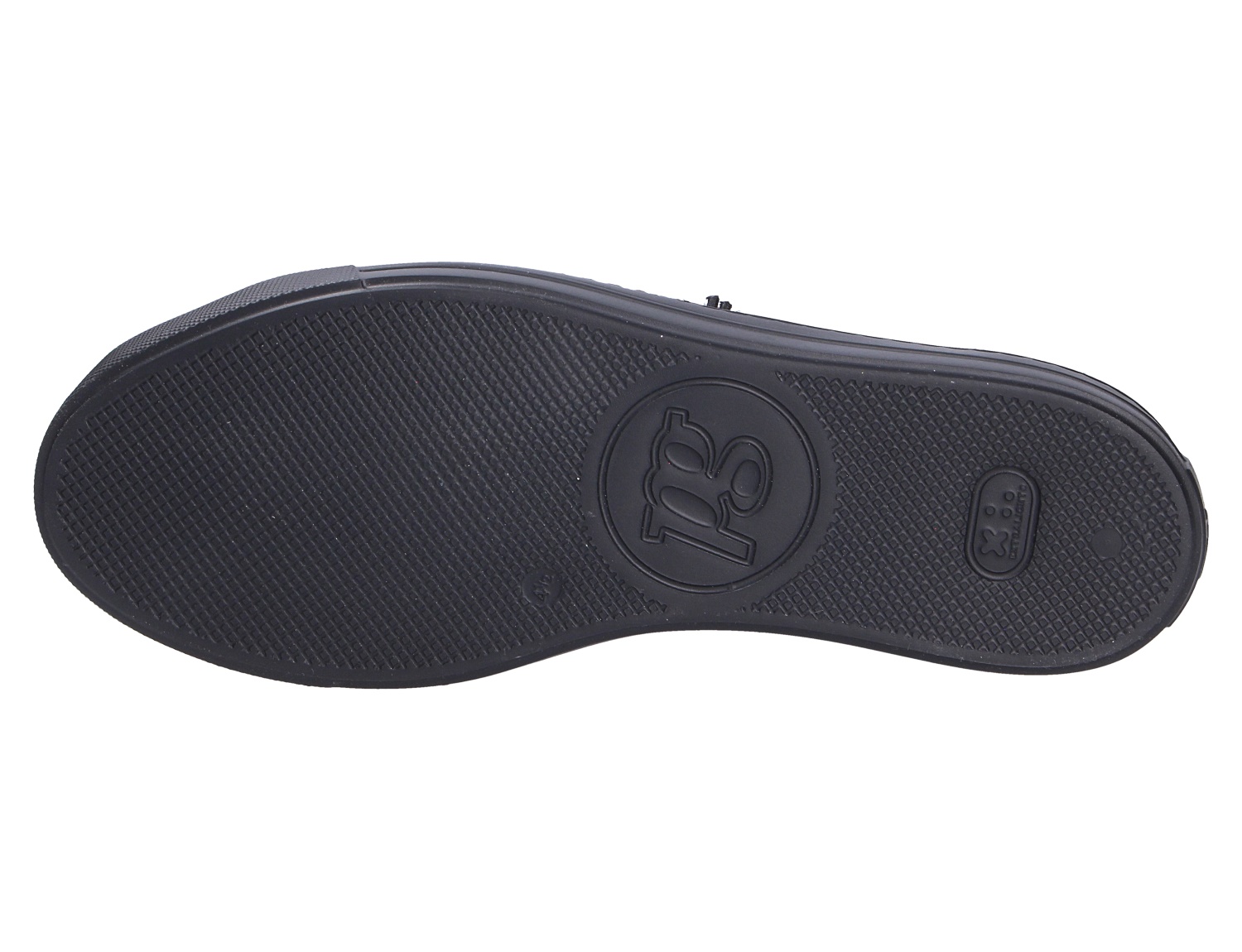 Unterseite des Paul Green Damen Sneakers in Schwarz mit strukturierter, rutschhemmender Laufsohle und Logo-Detail