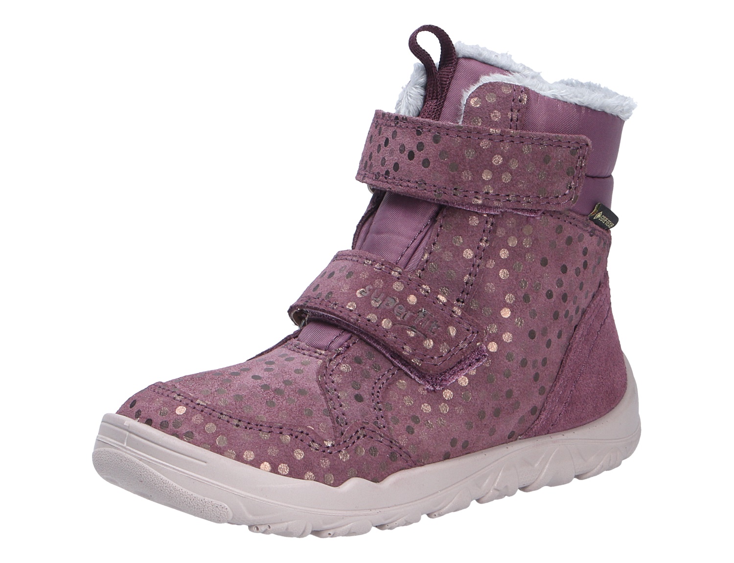 Superfit WALDERI Winterstiefel für Kinder in Beere, gefüttert, mit Glitzerpunkten, Klettverschluss und heller Sohle