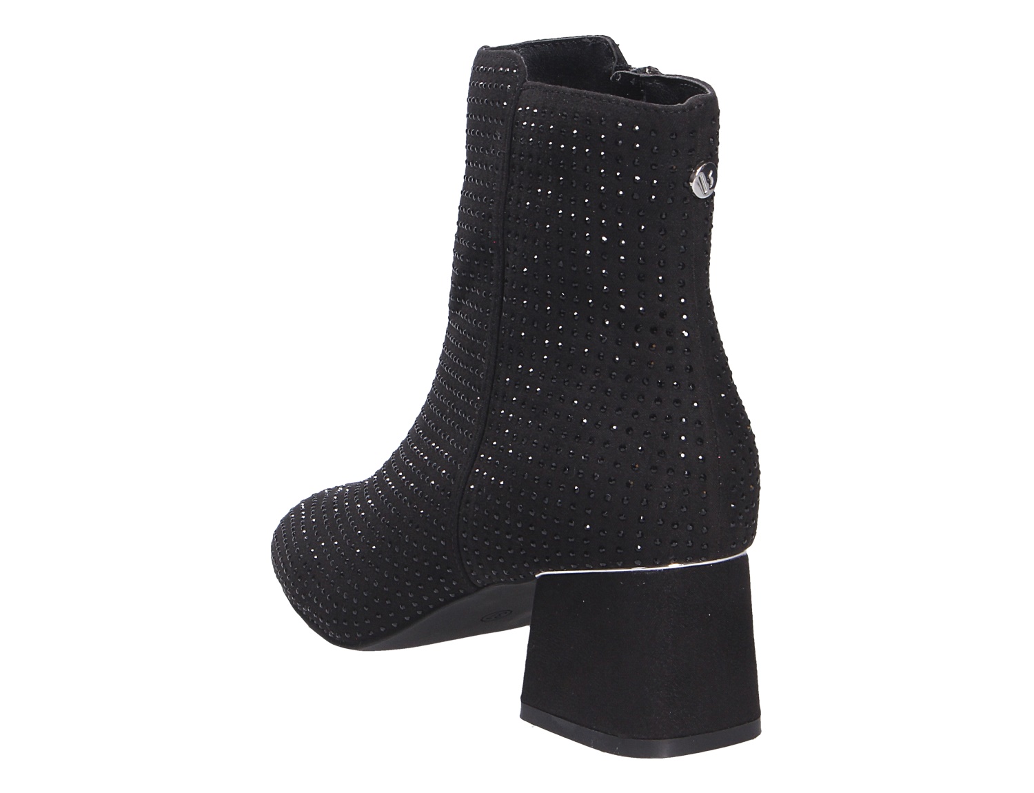 La Strada Damen Stiefel in Schwarz, knöchelhoch mit funkelnden Ziersteinen, seitlichem Reißverschluss und Blockabsatz