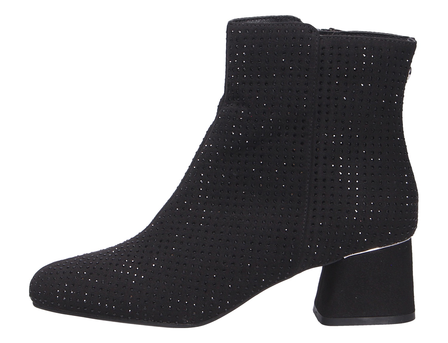La Strada Damen Stiefel in Schwarz, knöchelhoch mit funkelndem Strassbesatz, seitlichem Reißverschluss und Blockabsatz