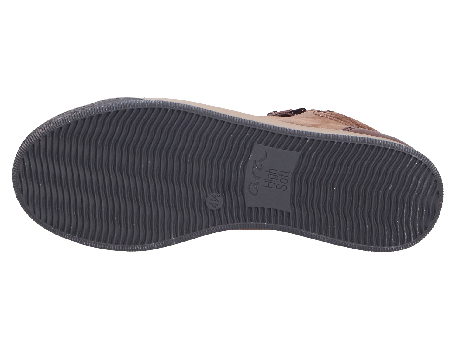 Unteransicht der Schuhsohle des Ara ROM mit rutschhemmendem Wellenprofil und High Soft Komfort