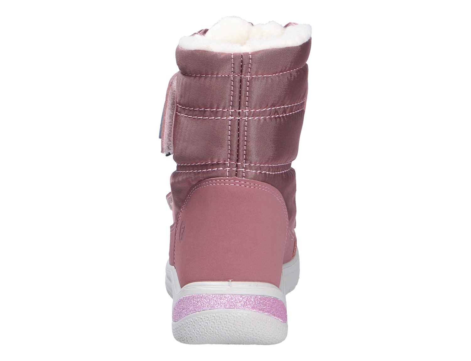 Rückansicht der Ricosta Mädchen Stiefel in Rosa mit kuscheligem Innenfutter und heller Sohle