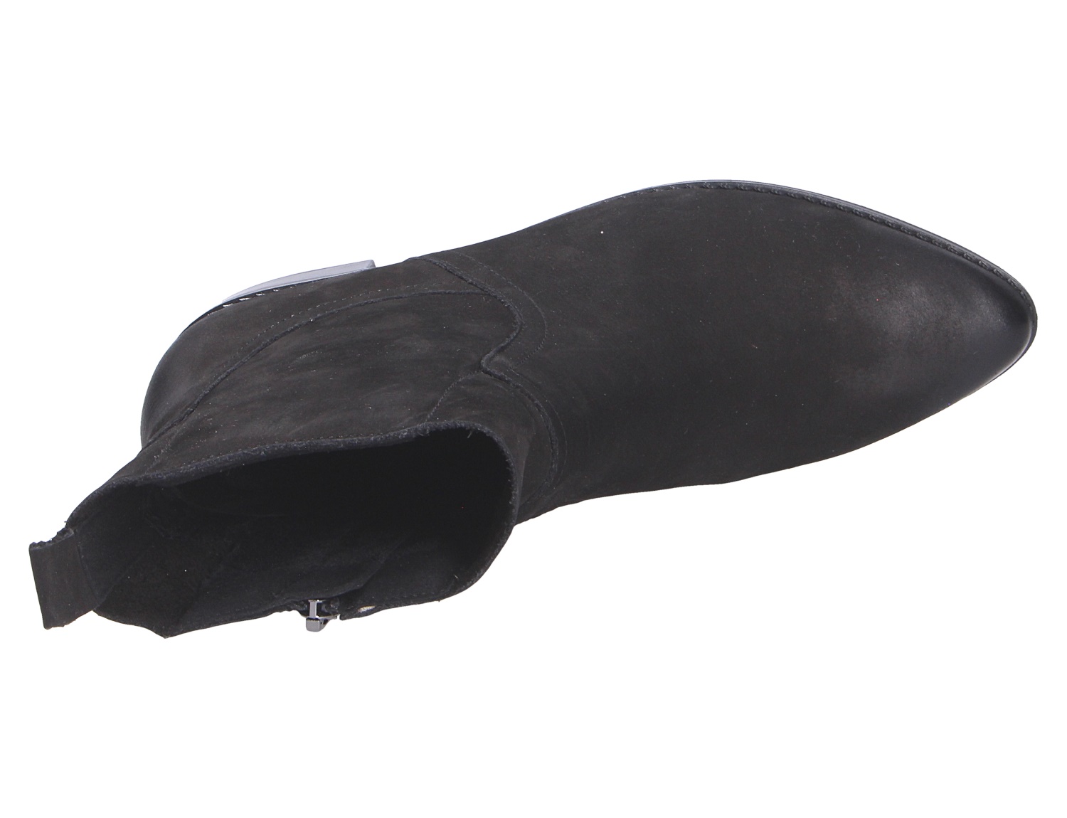 Schwarzer Caprice Damen Stiefel aus Veloursleder mit seitlichem Reißverschluss und flachem Absatz